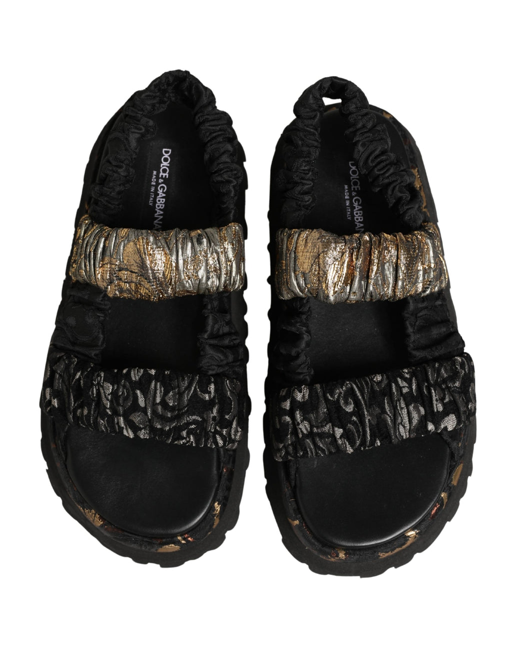 Black Ruching Detail Flats Men Sandals Shoes