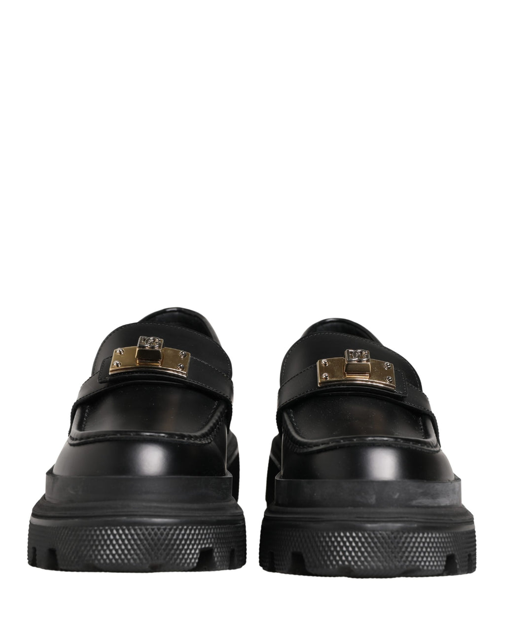 Black Chunky Sole Leather Men Loafers Shoes