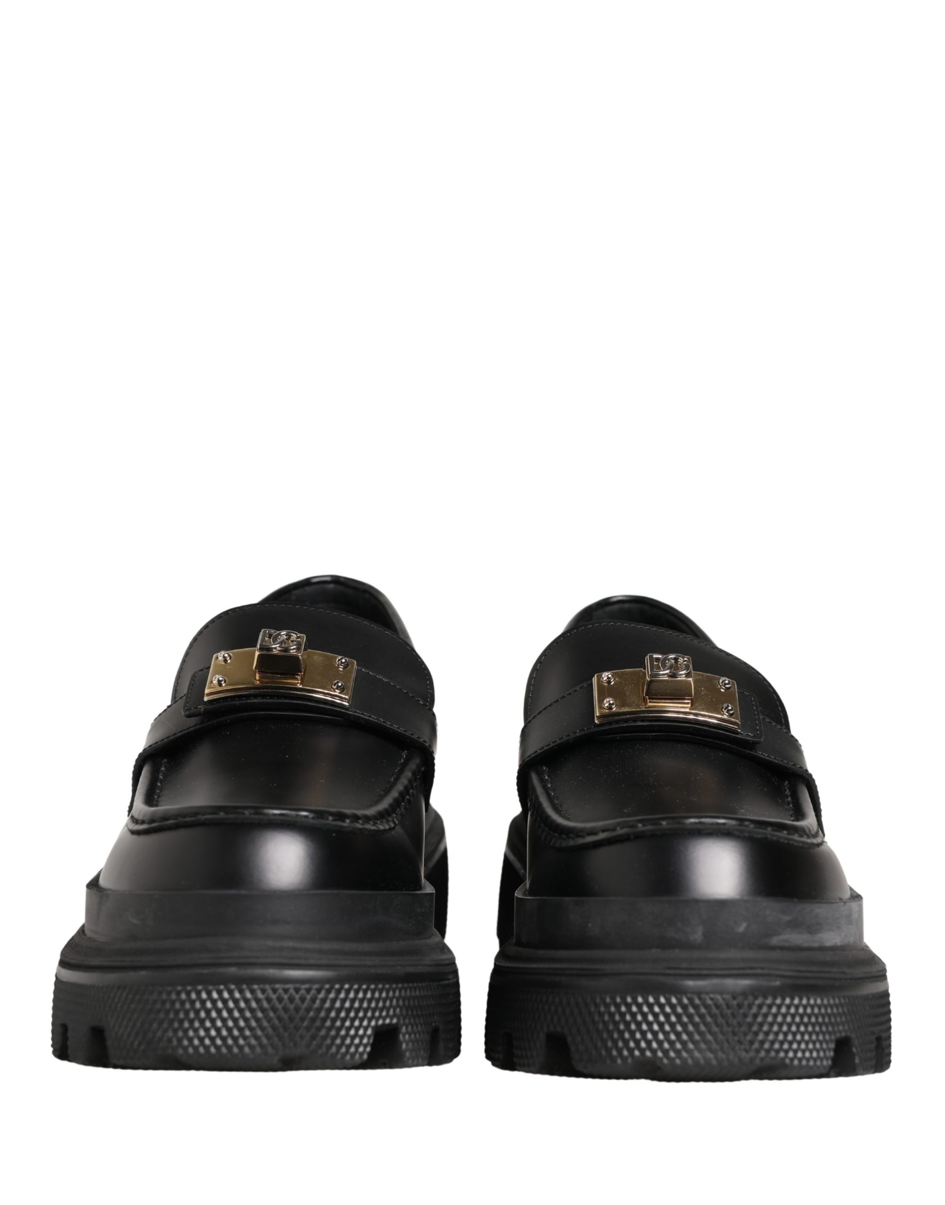 Black Chunky Sole Leather Men Loafers Shoes