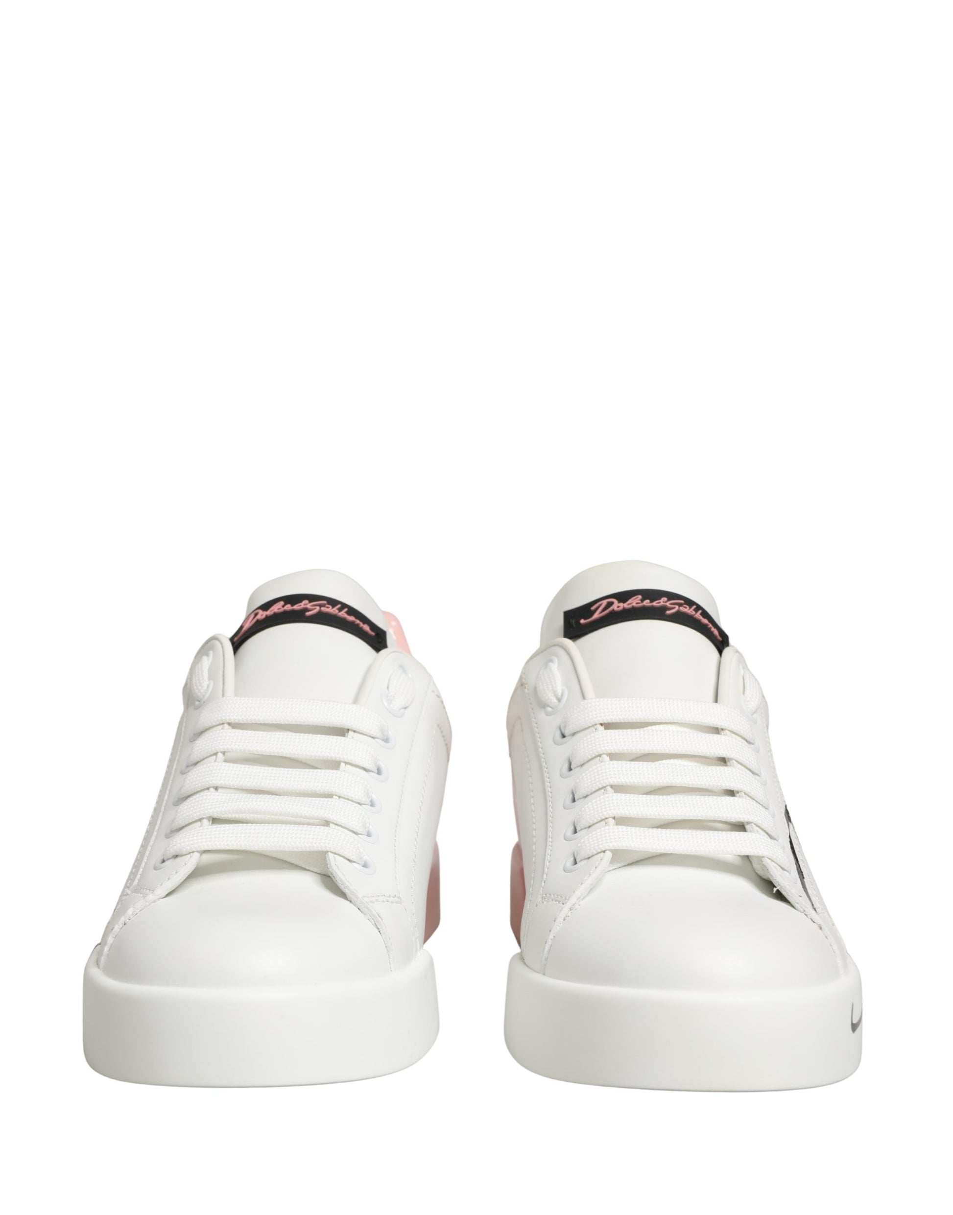 White Pink Lace Up Low Top Sneakers Shoes