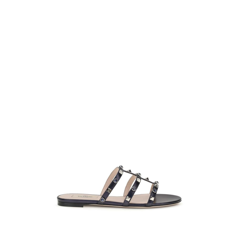 Blue Napa Leather / Calf Bos Taurus Flat Sandals