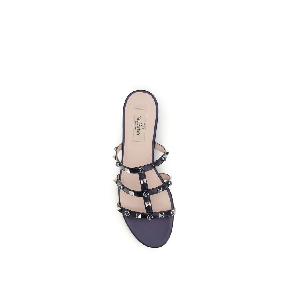Blue Napa Leather / Calf Bos Taurus Flat Sandals