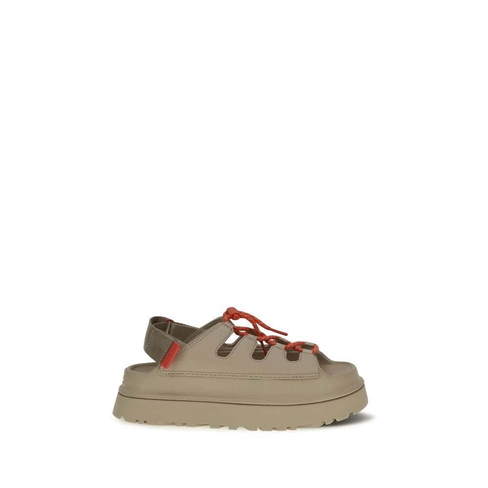Beige Polyurethane Platform Sandals