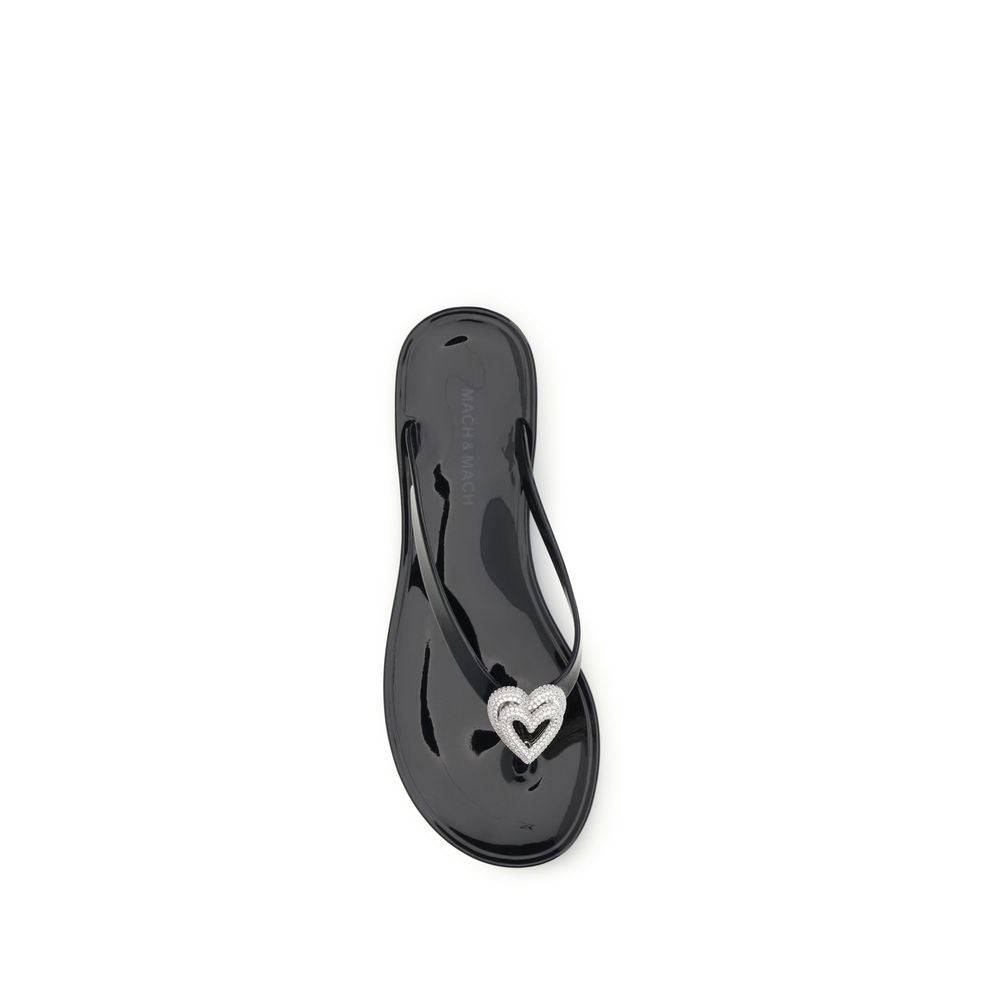 Black Rubber Flat Sandals