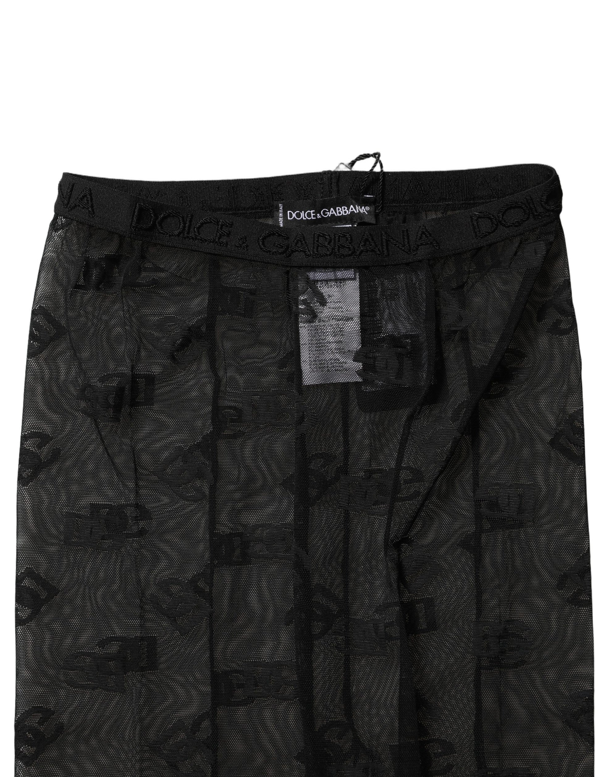 Black Nylon Logo Pattern Tights Stockings Socks
