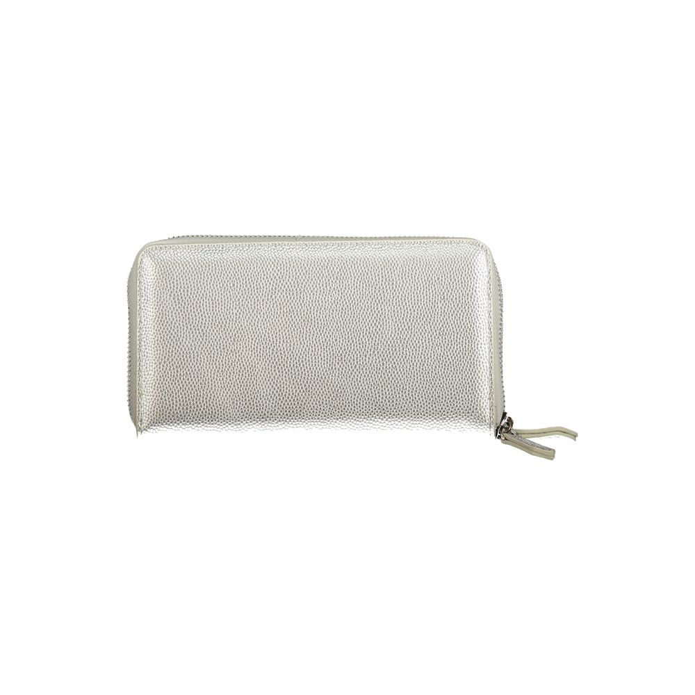 Silver Polyurethane Womens Wallet