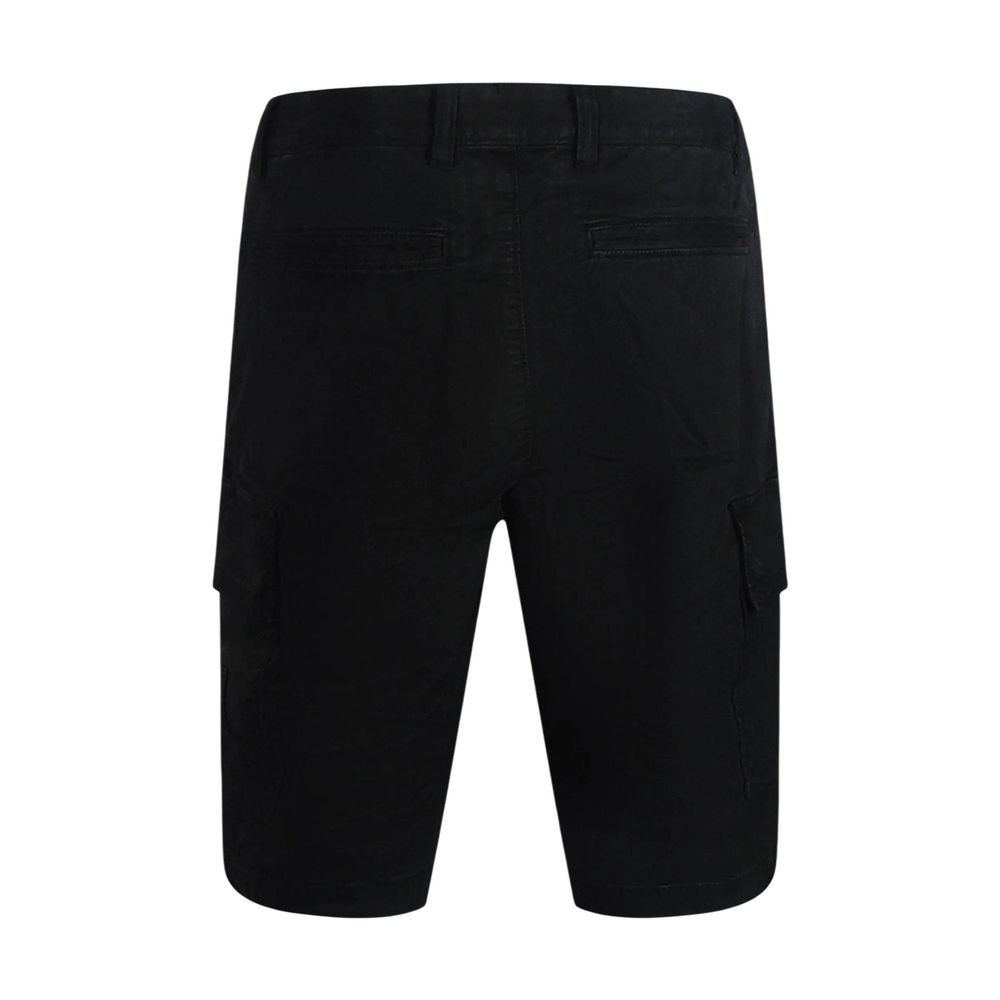 Black Cotton Bermuda Shorts