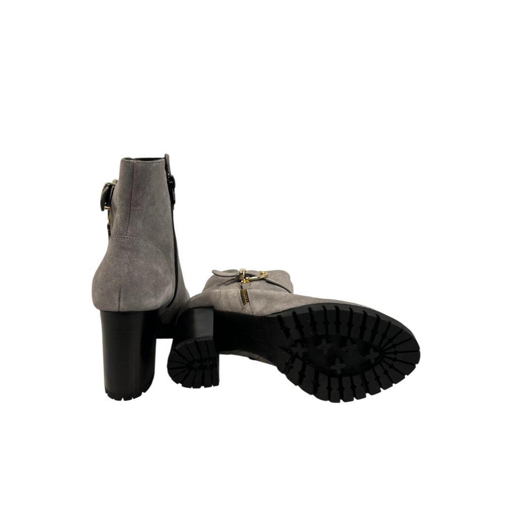 Grey Leather Women Boot