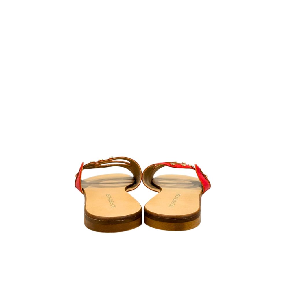 Red Leather Women Sandal
