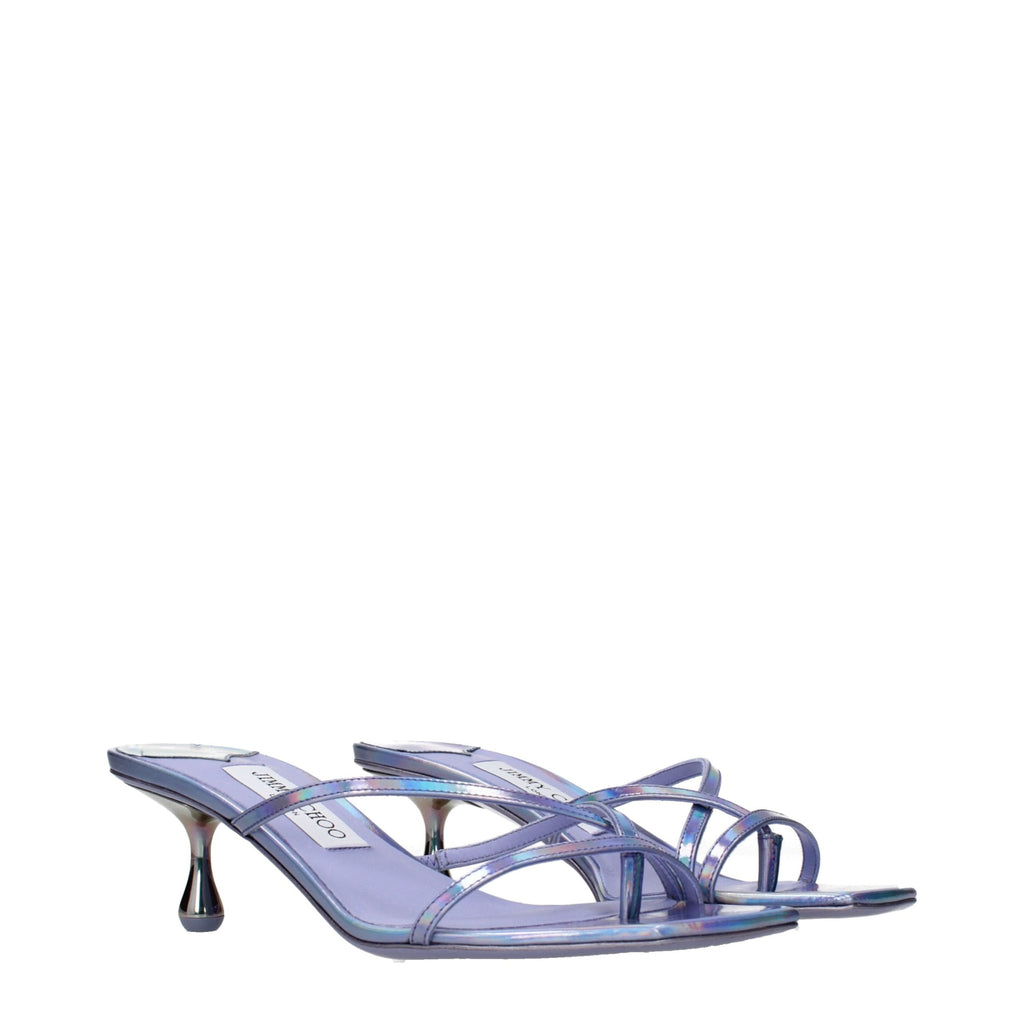 Purple Leather Flat Sandals