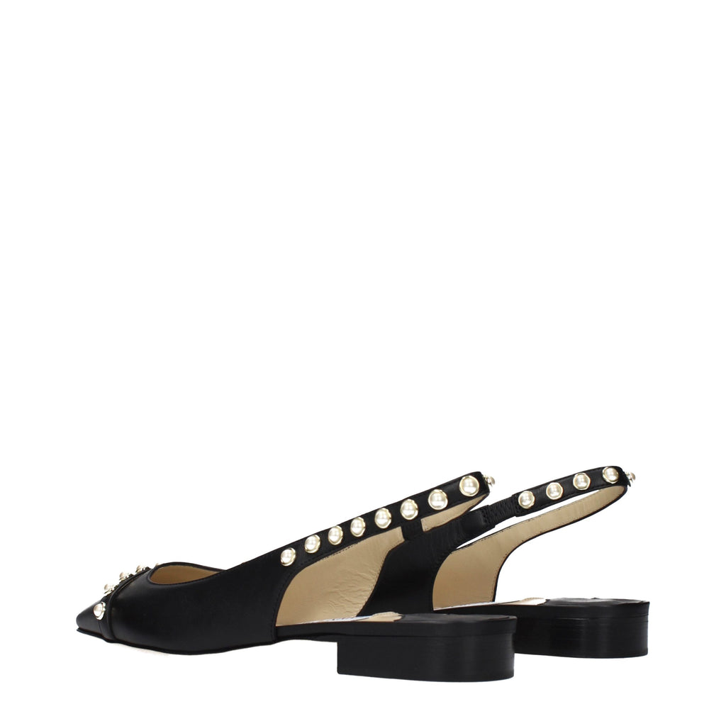 Black Leather Flats