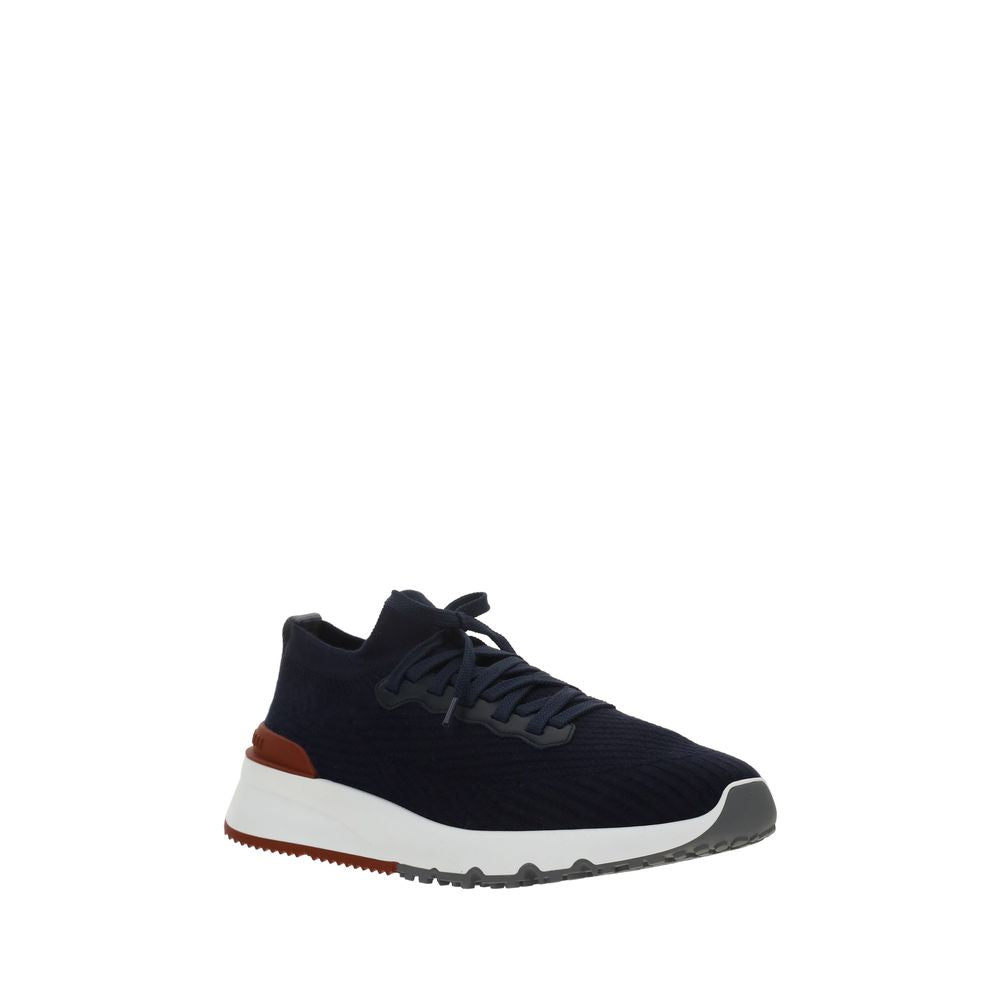 Blue Cotton Low Top Sneakers