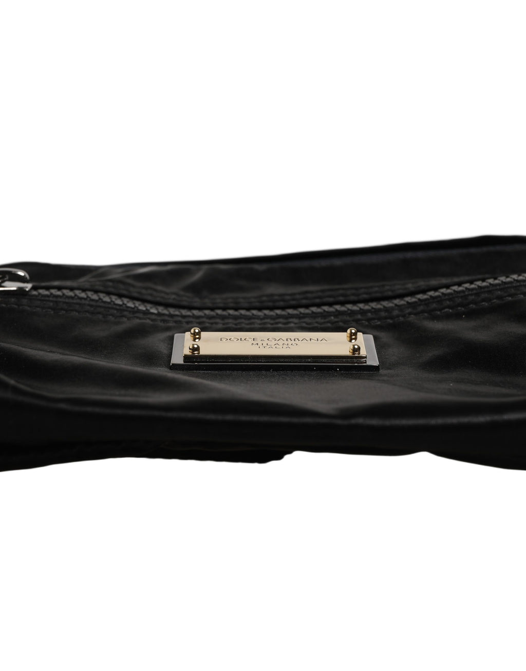 Black Nylon Brass Plate Bumbag Waist Fanny Pack Men Bag