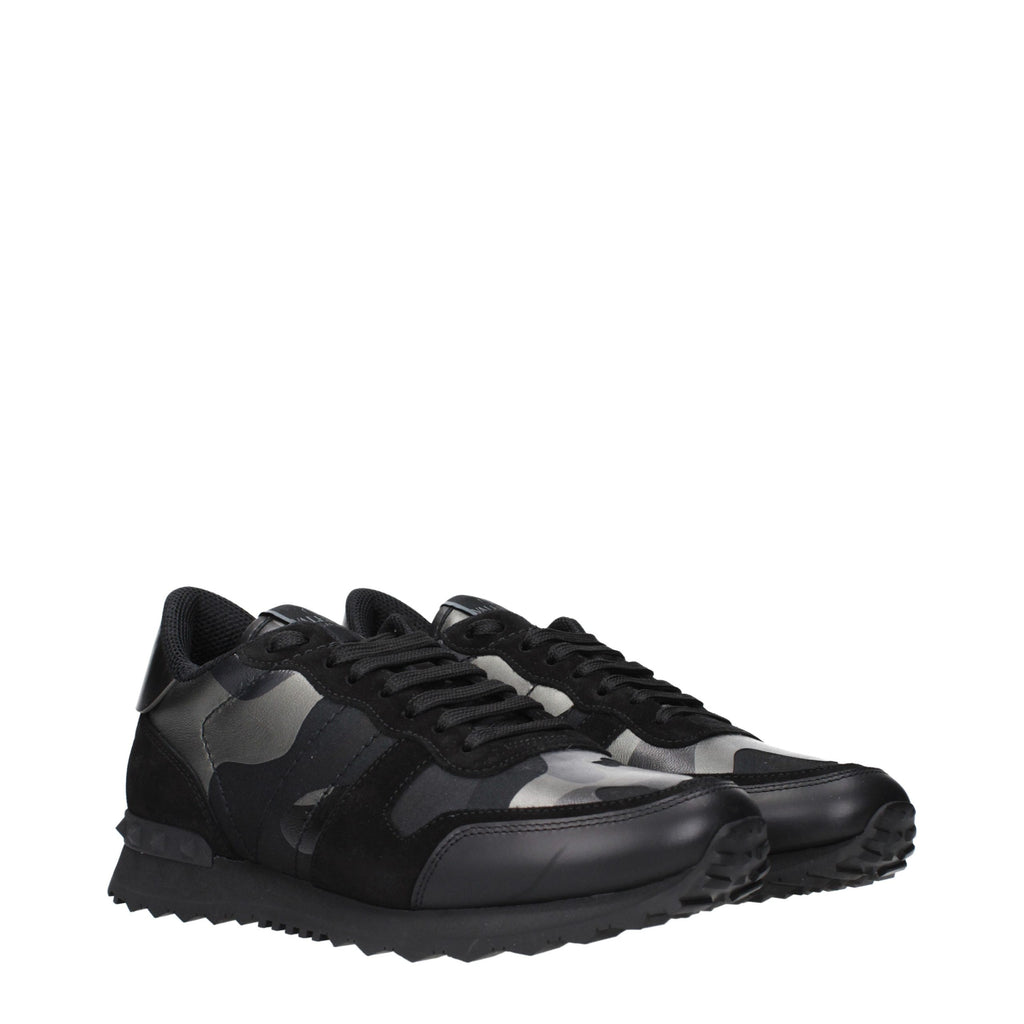 Black Leather Chunky Sneakers