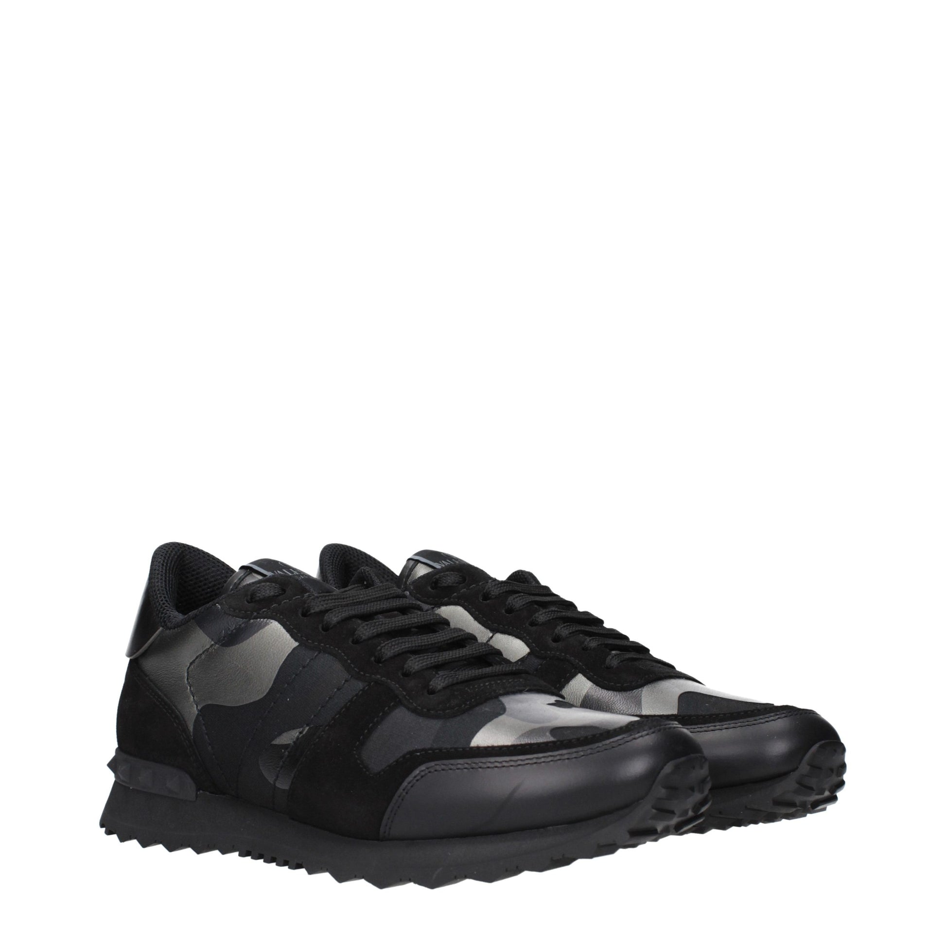 Black Leather Chunky Sneakers
