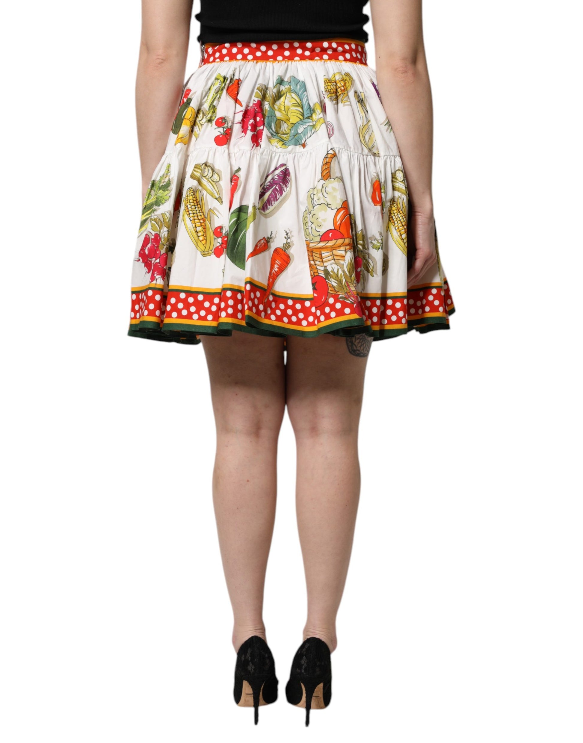 Multicolor Vegetable Print Short Poplin Mini Skirt