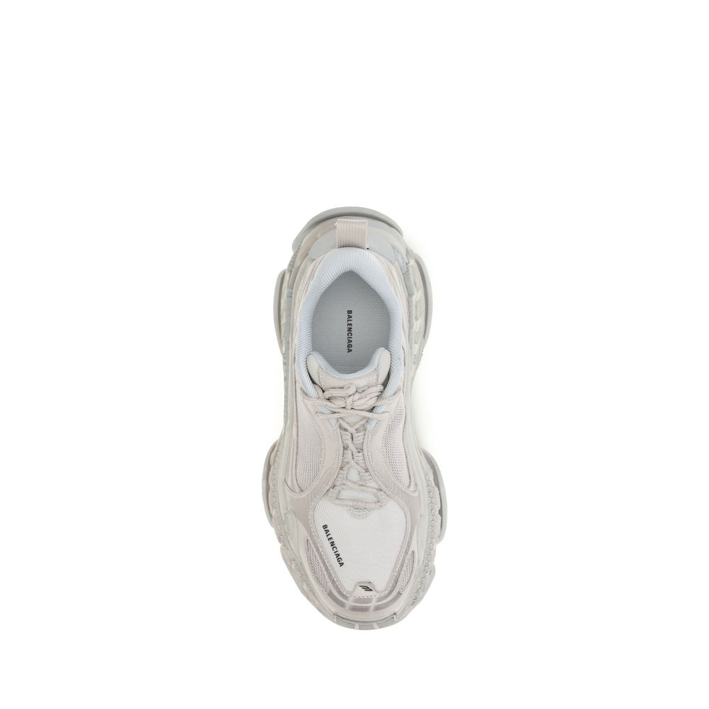 White Polyurethane Chunky Sneakers