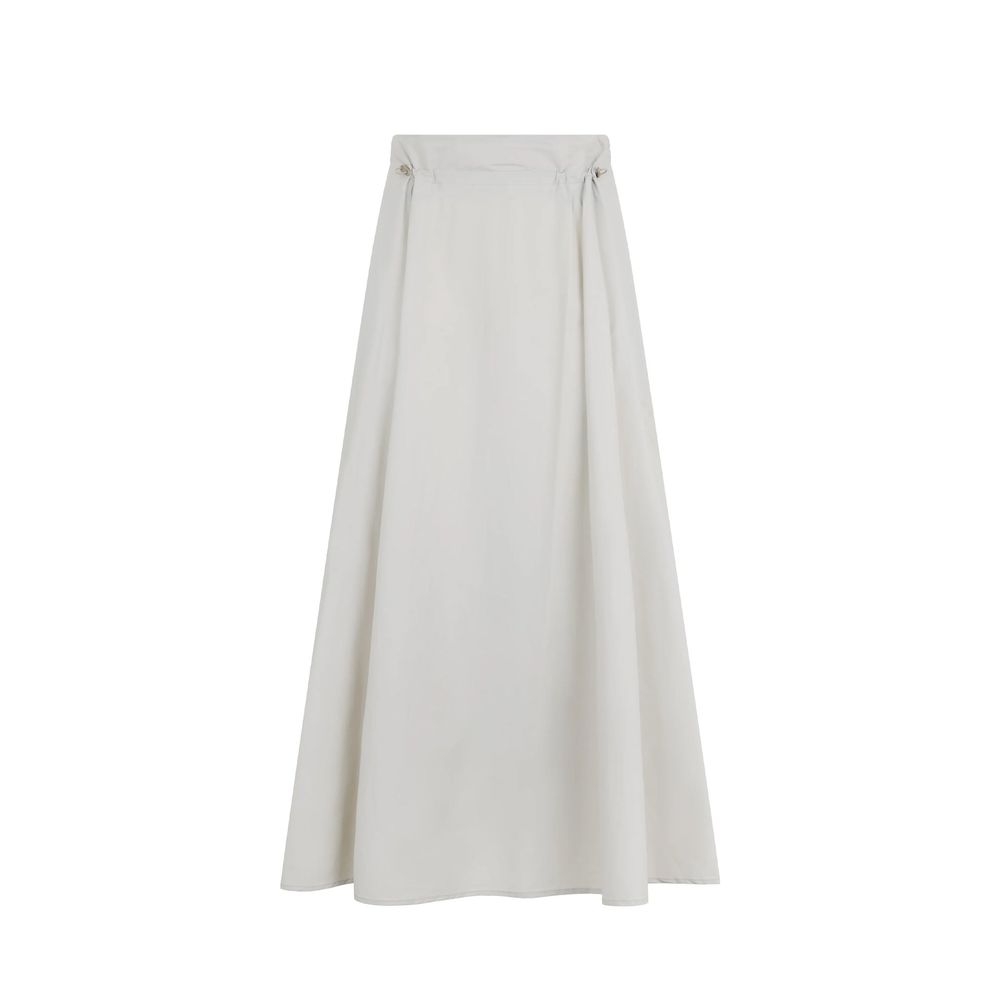 Gray Elastane Long Skirt