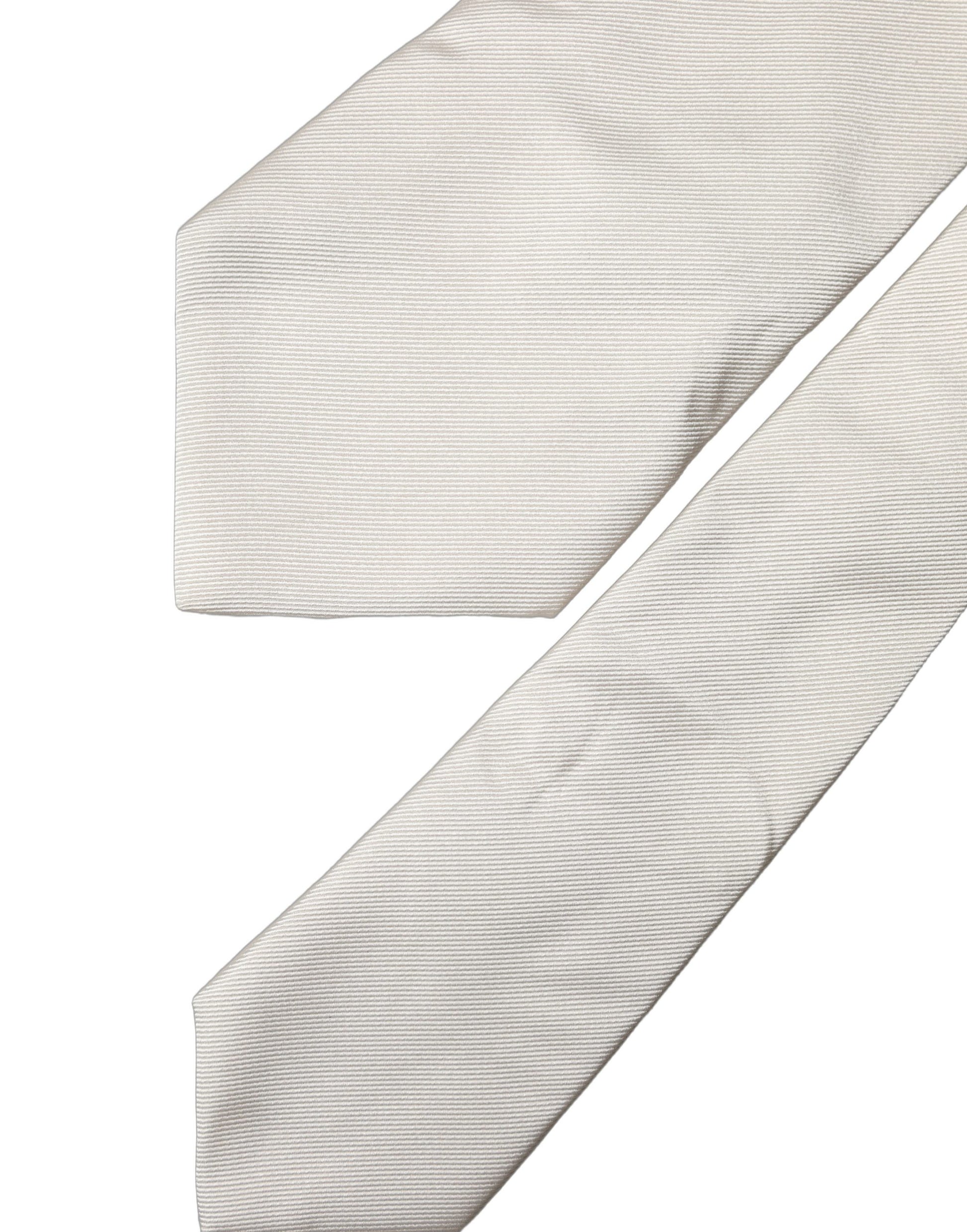 Off White Solid Silk Adjustable Women Tied Necktie Tie