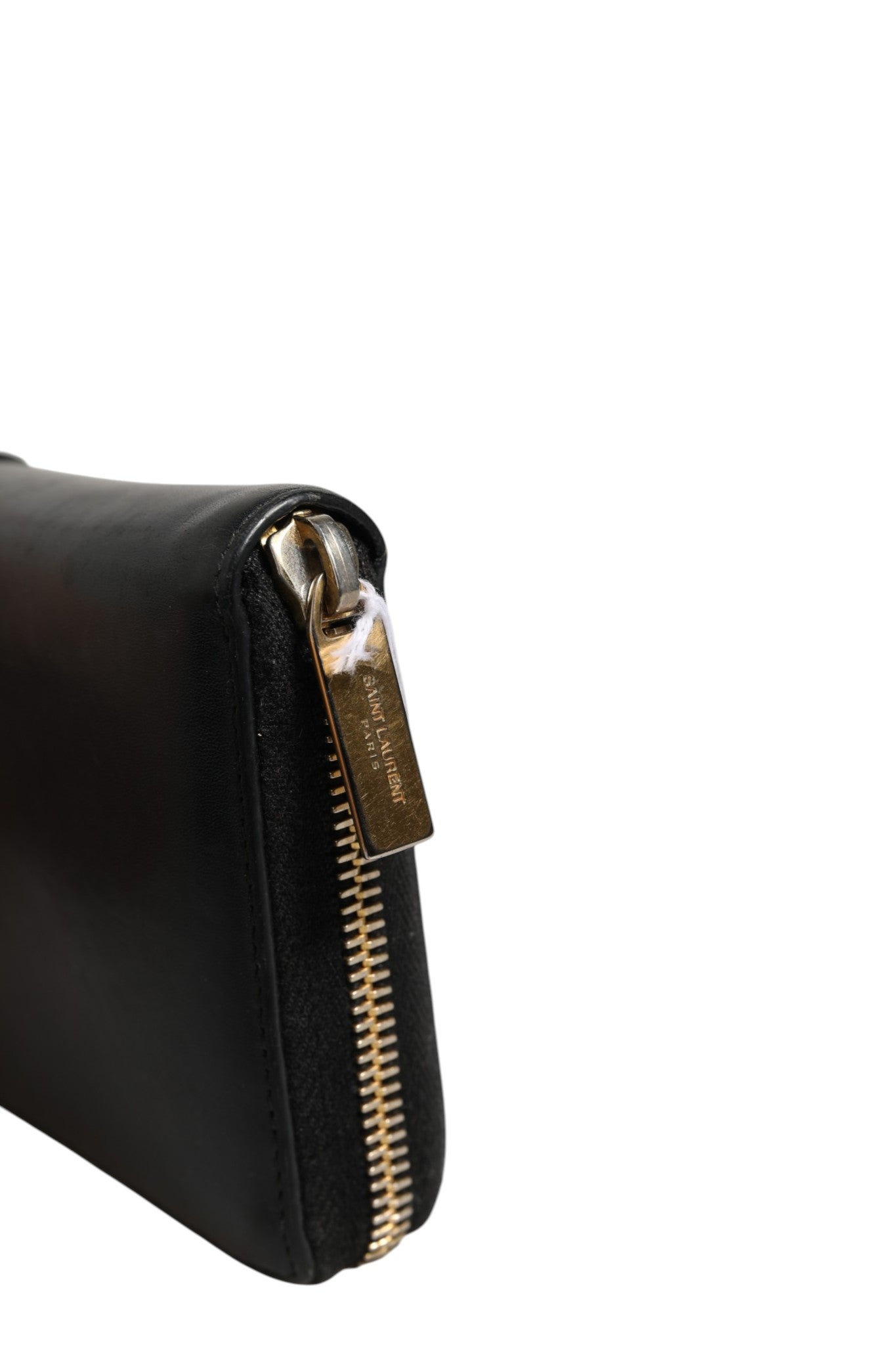 Black and Gold leather logo zip wallet