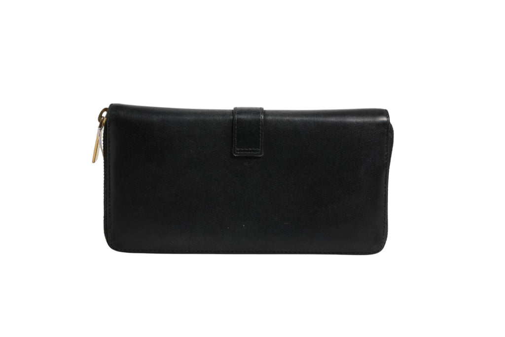 Black and Gold leather logo zip wallet