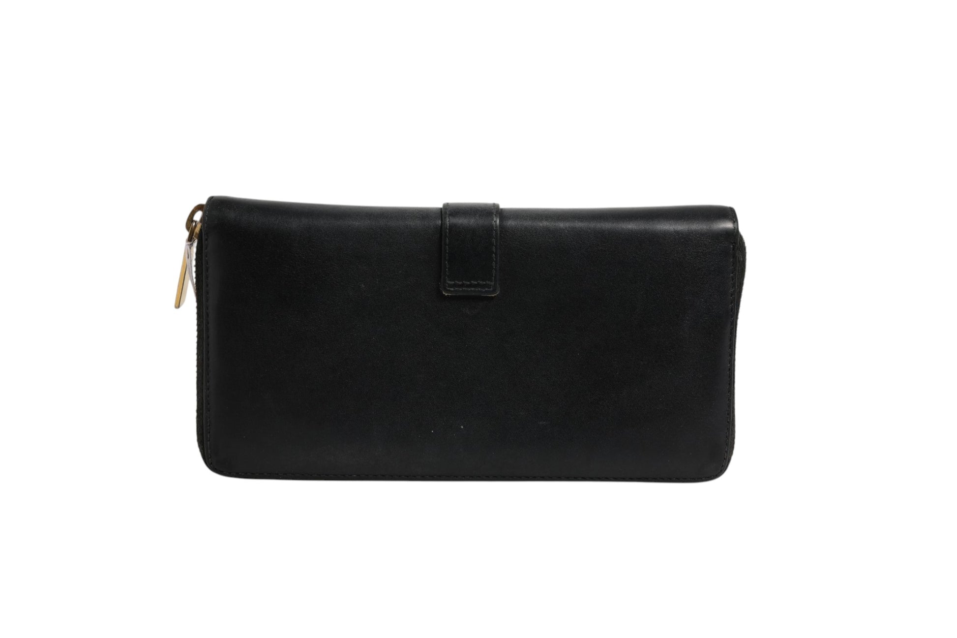 Black and Gold leather logo zip wallet