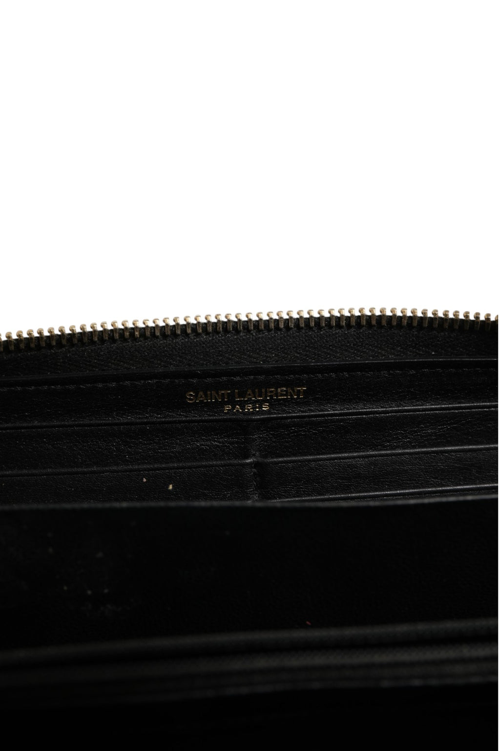 Black and Gold leather logo zip wallet