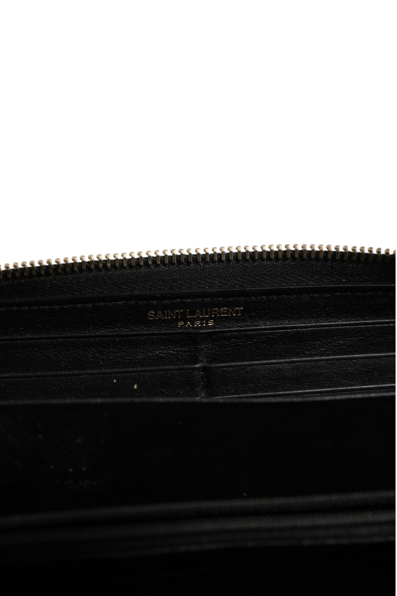 Black and Gold leather logo zip wallet