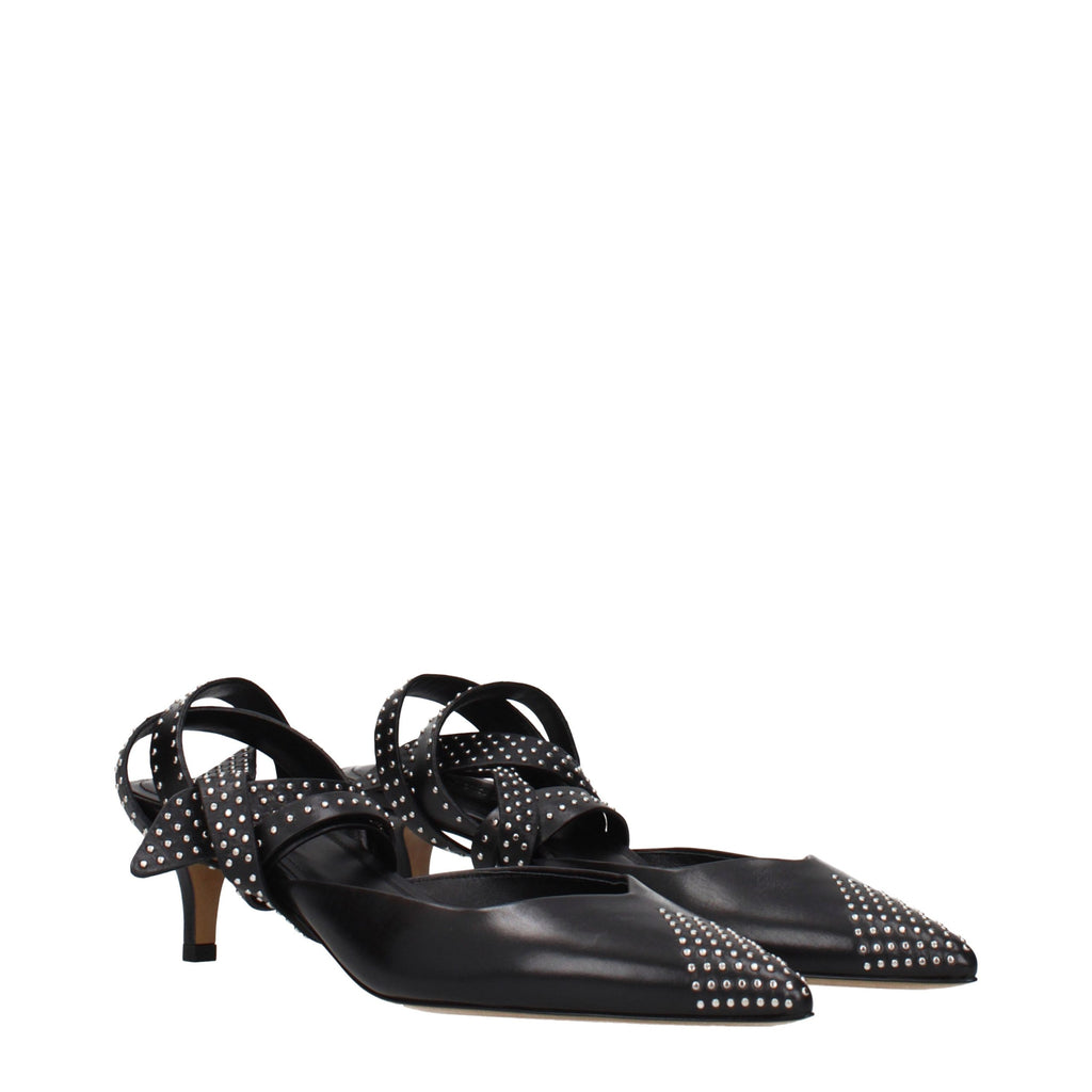 Black Leather High Heel Pumps