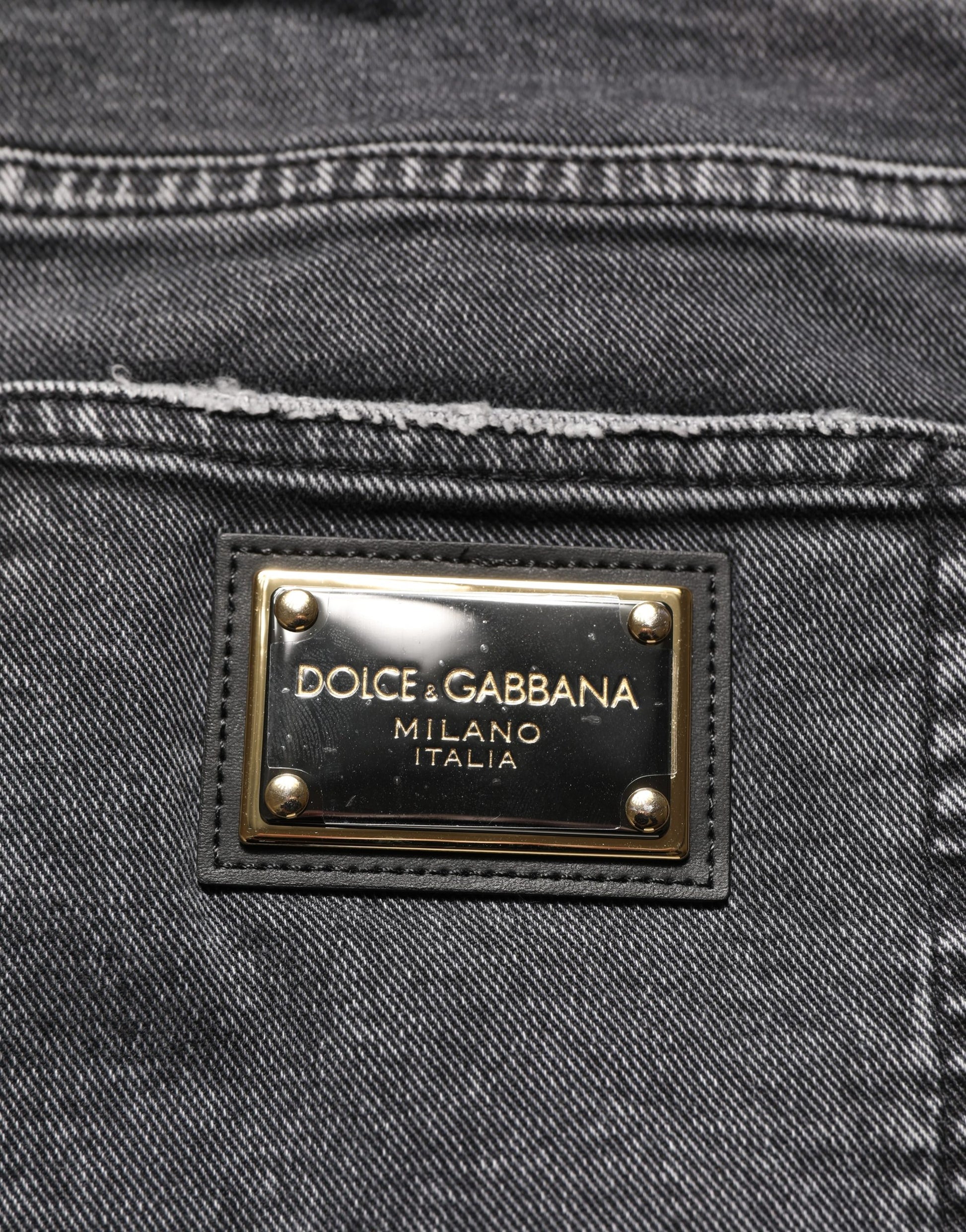 Dark Grey Distressed Mid Waist Denim Jeans