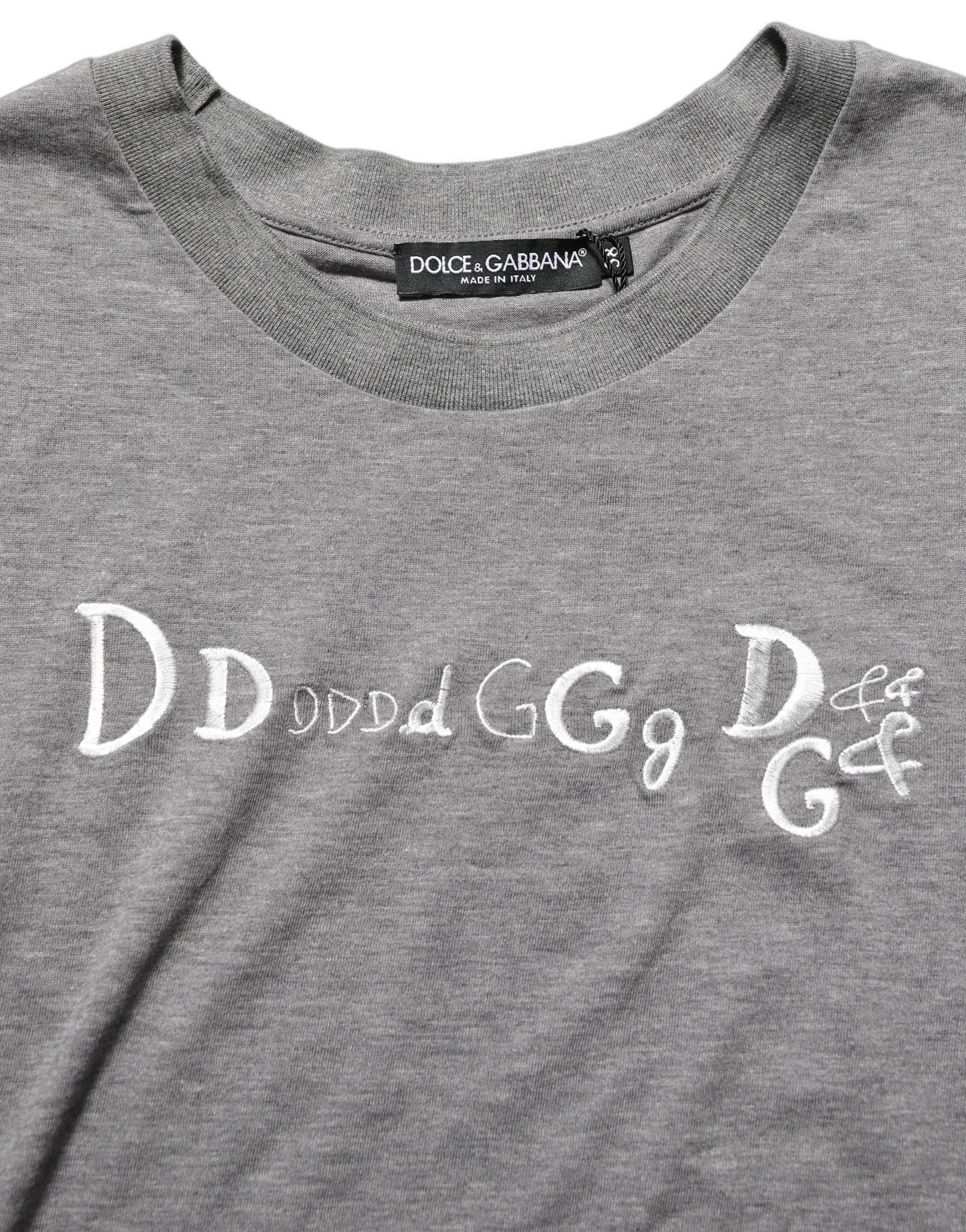 Gray Logo Embroidery Short Sleeve T-shirt