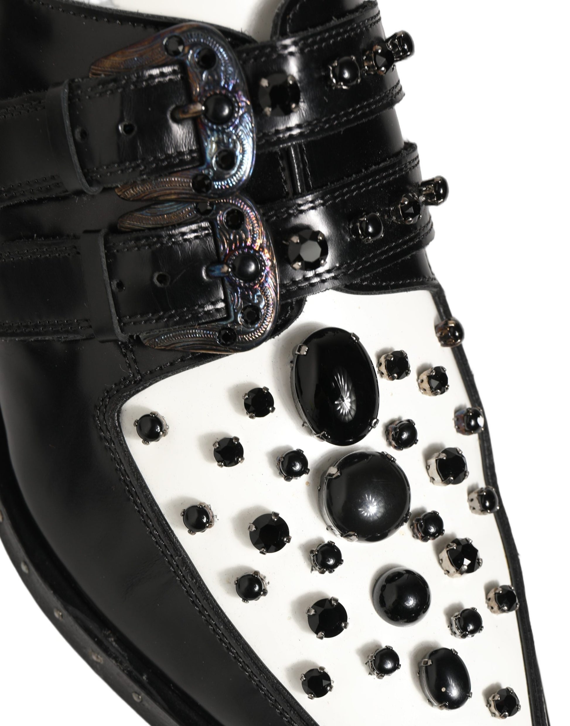 Black Leather Studded Formal Monk Strap Shoes