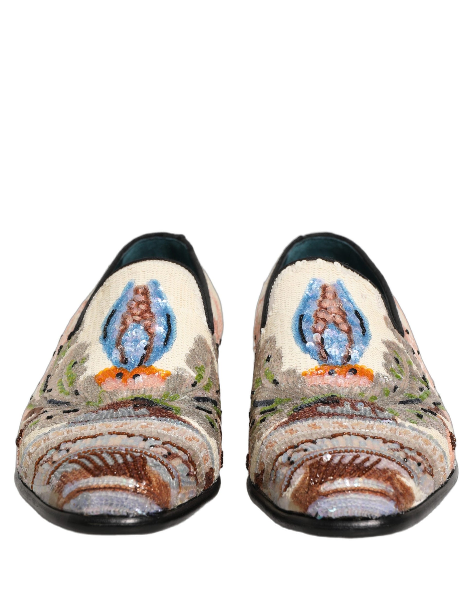 Multicolor Sequin Embroidered Loafers Shoes