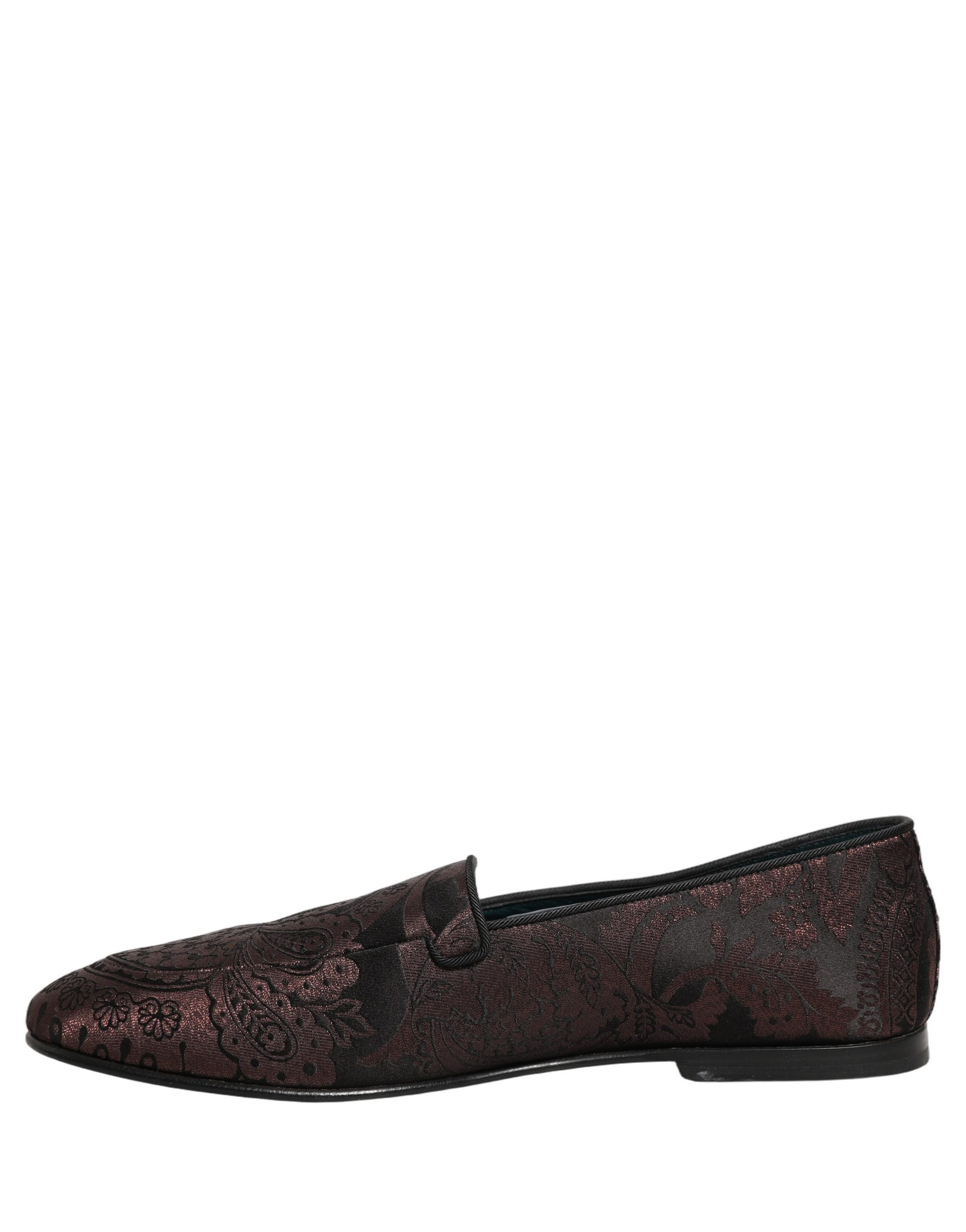 Maroon Jacquard Leather Slip On Loafers Shoes