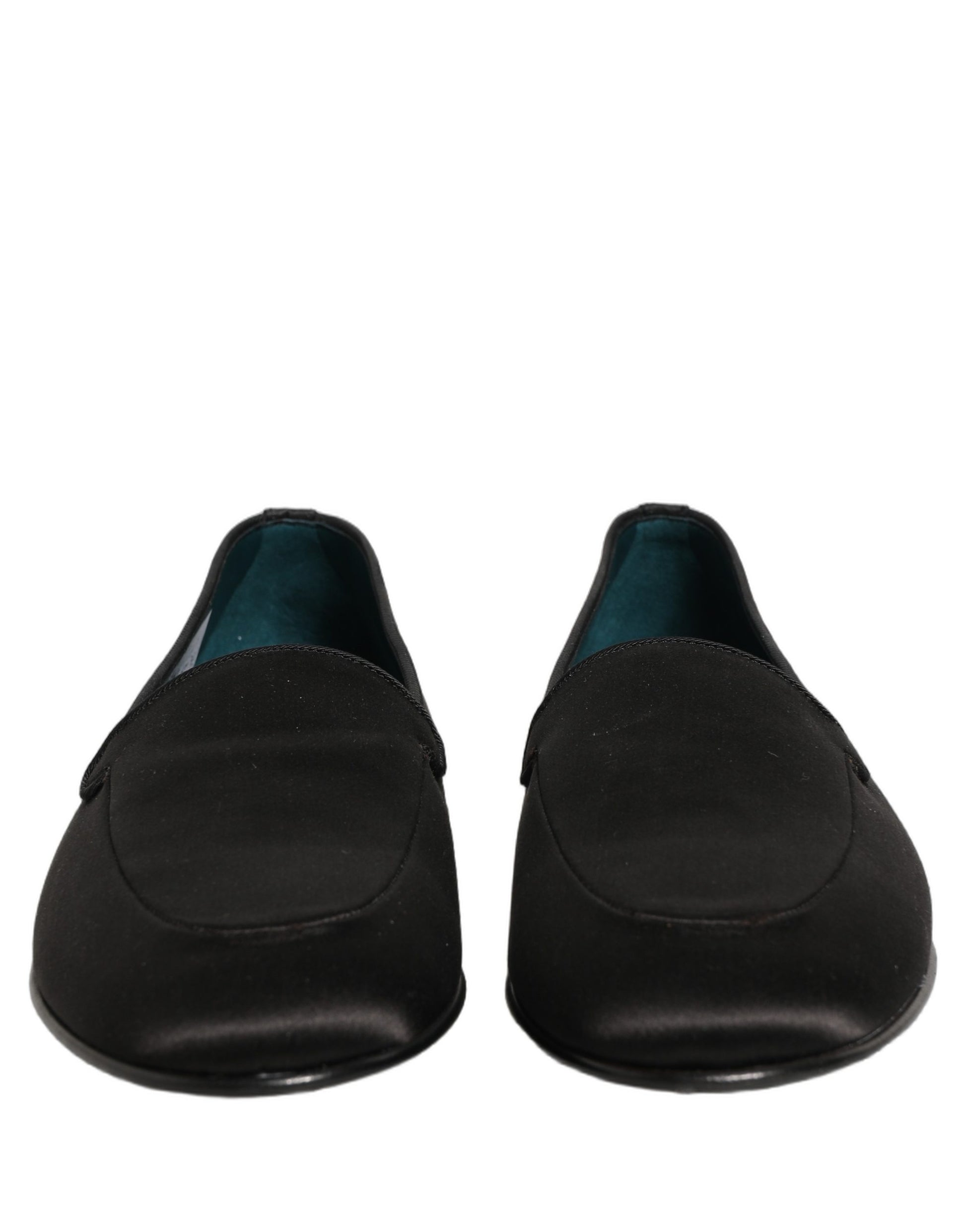 Black Satin Logo Slip On Flats Loafers Shoes