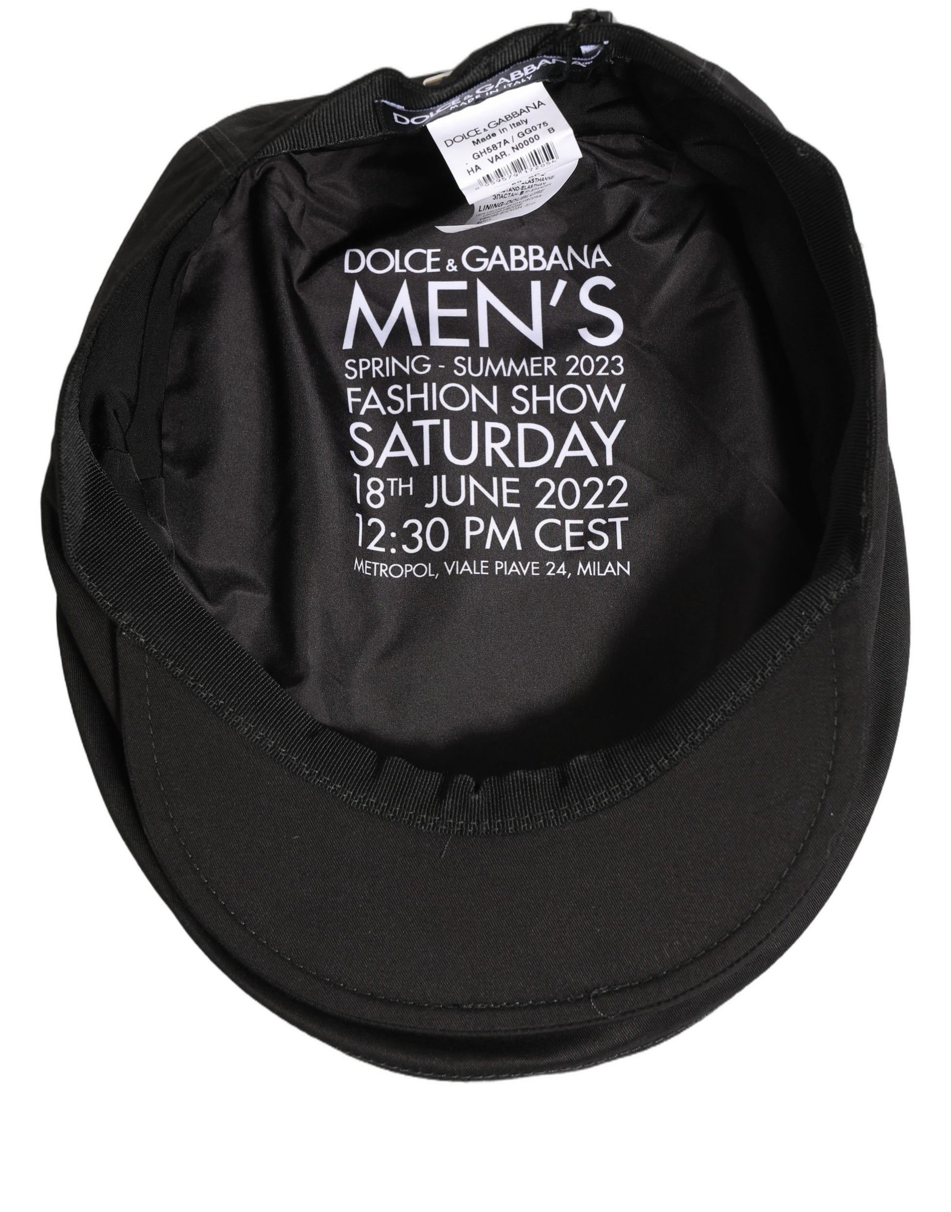 Men Black Cotton Stretch Newsboy Cloth Capello Hat