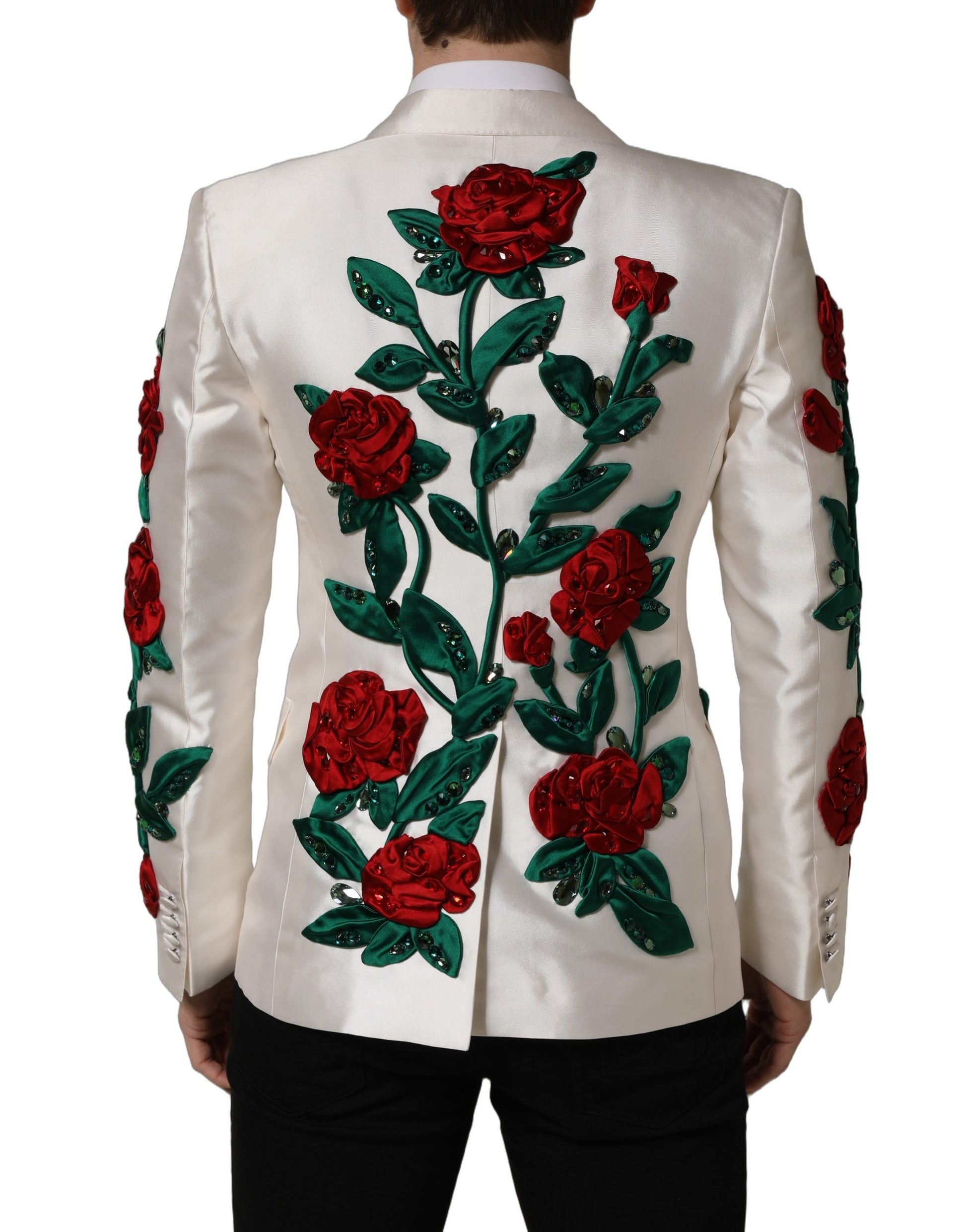White Floral SICILIA Double Breasted Jacket