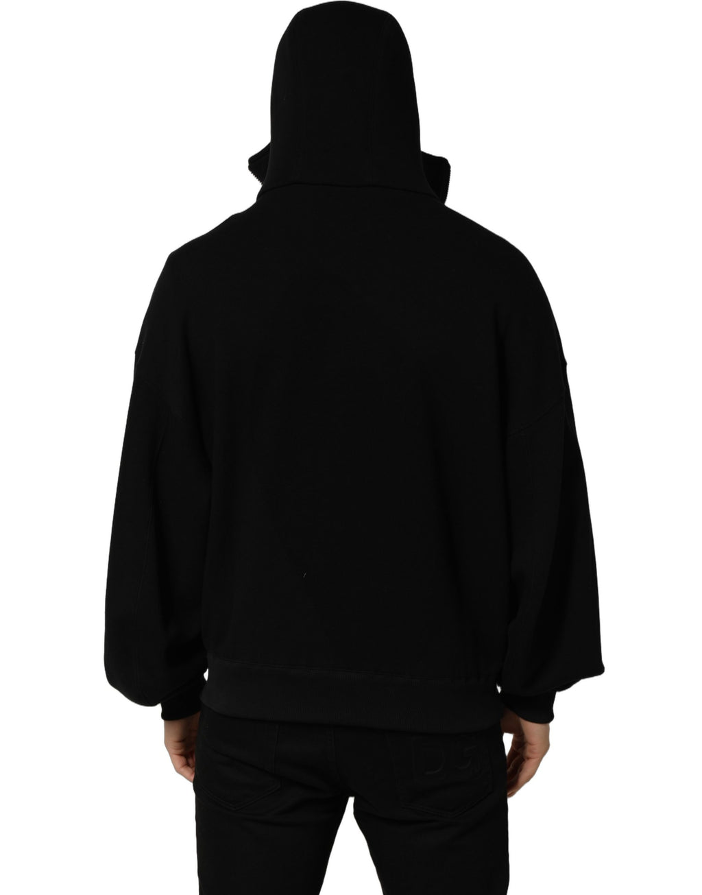 Black Cotton Men Hooded FullZip Bomber Jacket