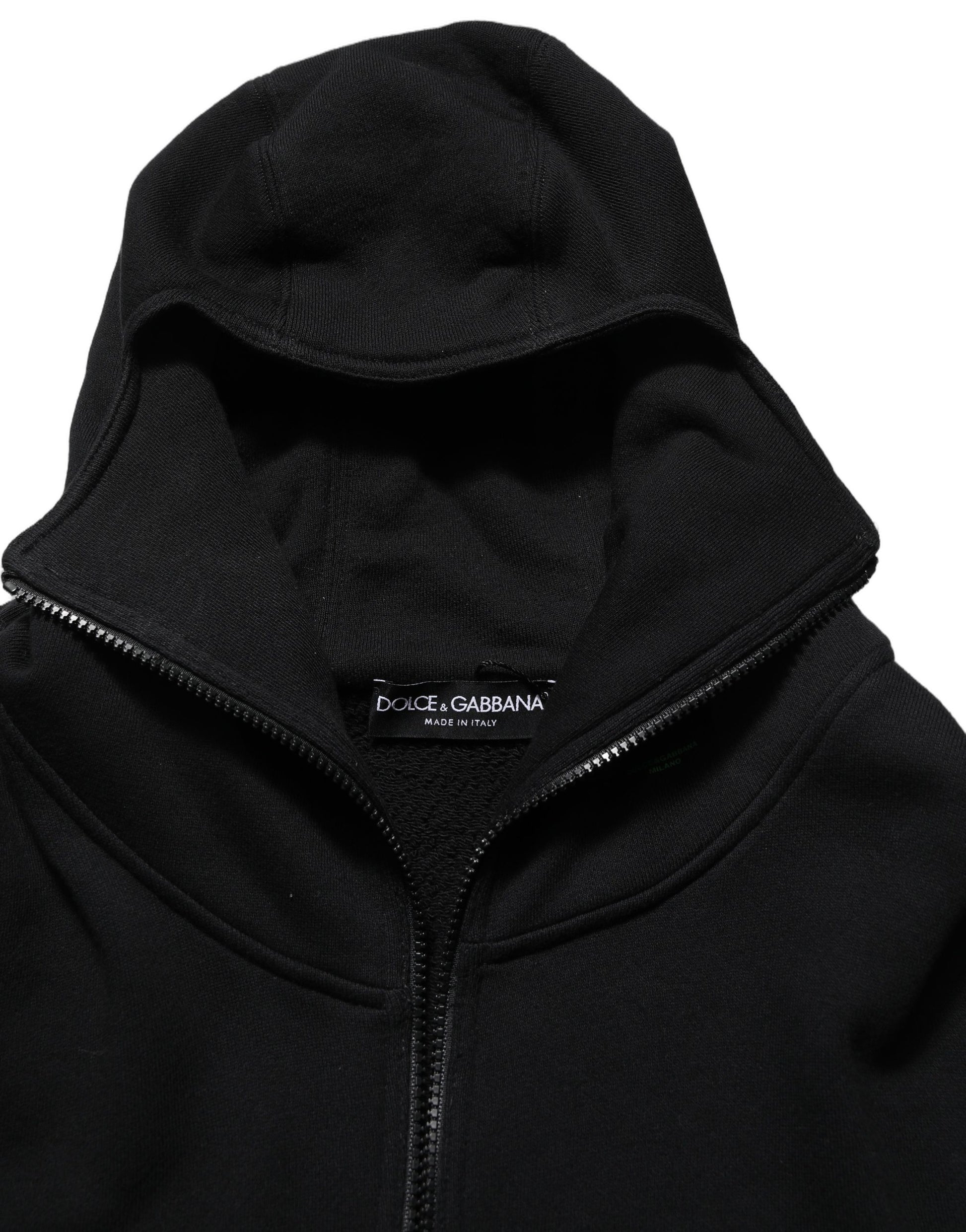 Black Cotton Men Hooded FullZip Bomber Jacket