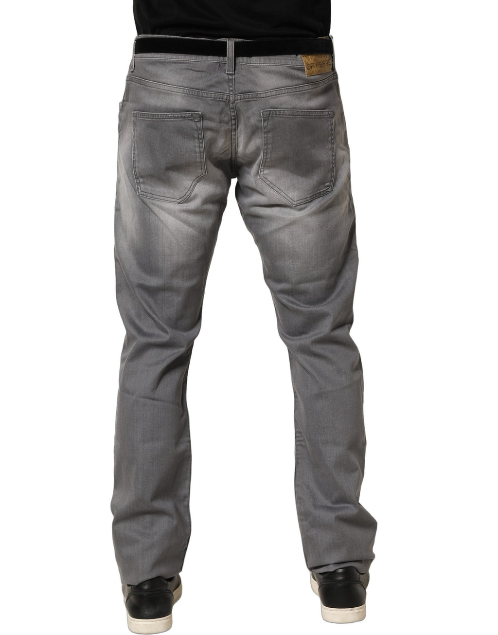 Gray Washed Mid Waist Straight Men Denim Trouser Jeans