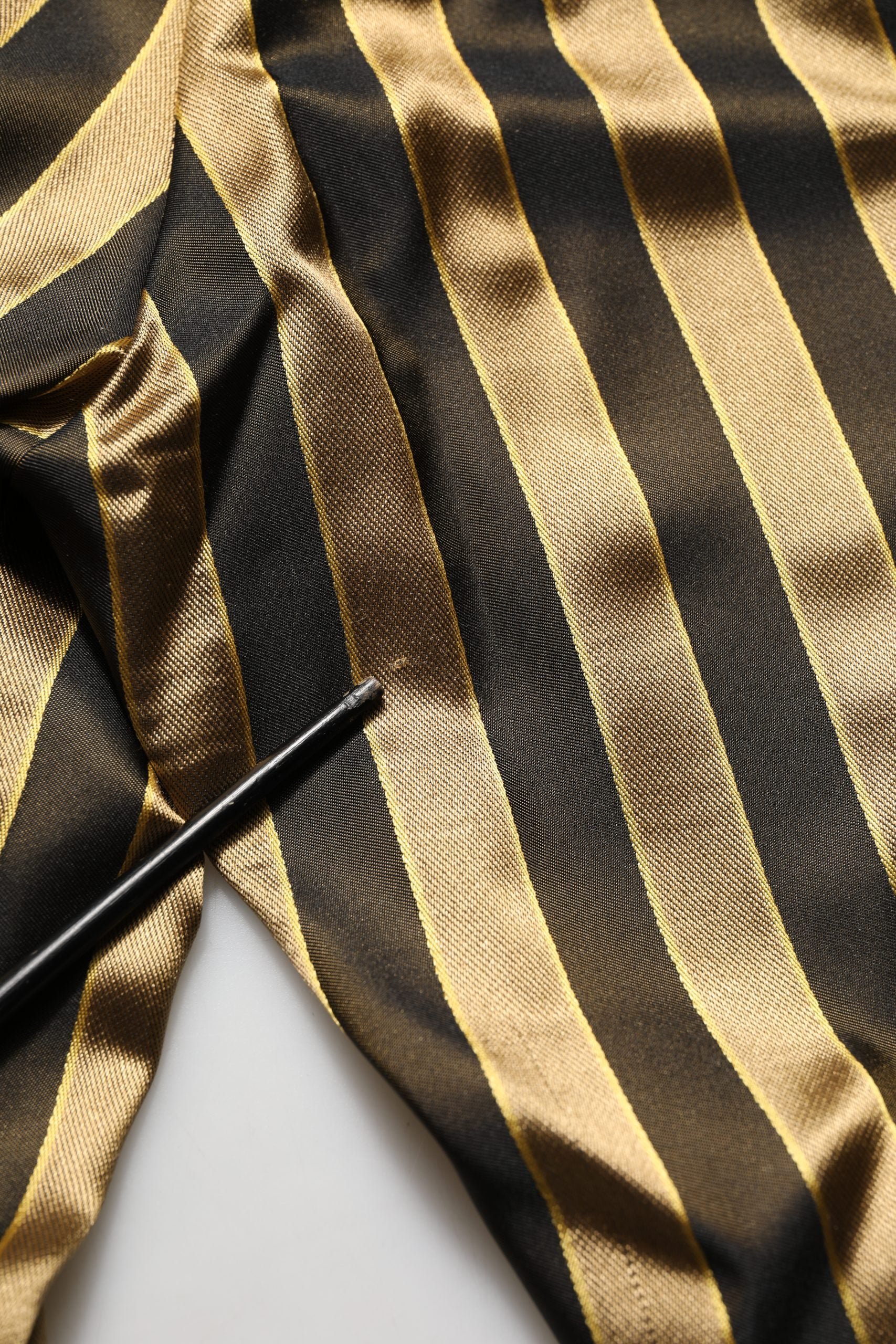 Gold Black Stripe Satin Tapered Leg Men Pants