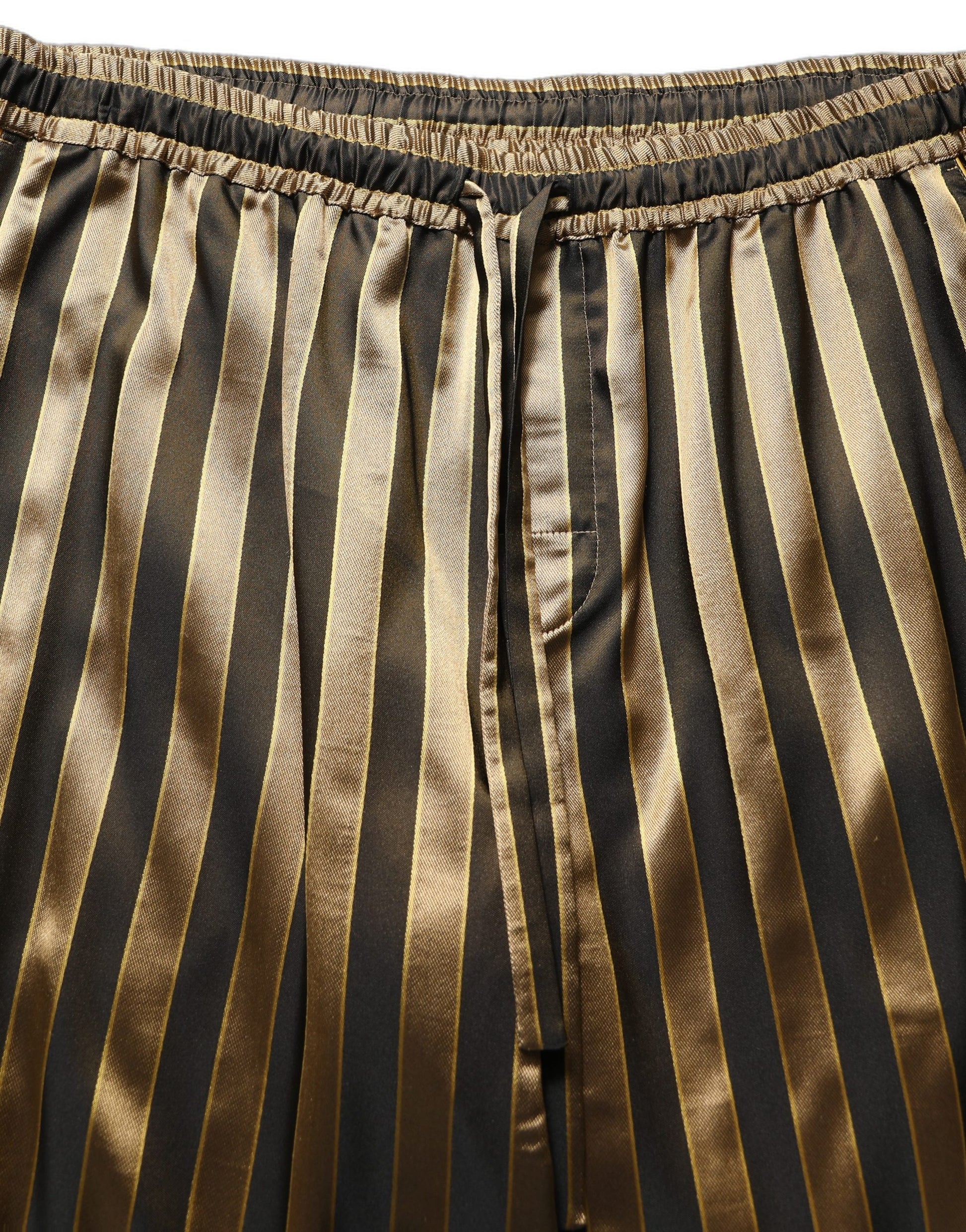Gold Black Stripes Satin Tapered Leg Pants