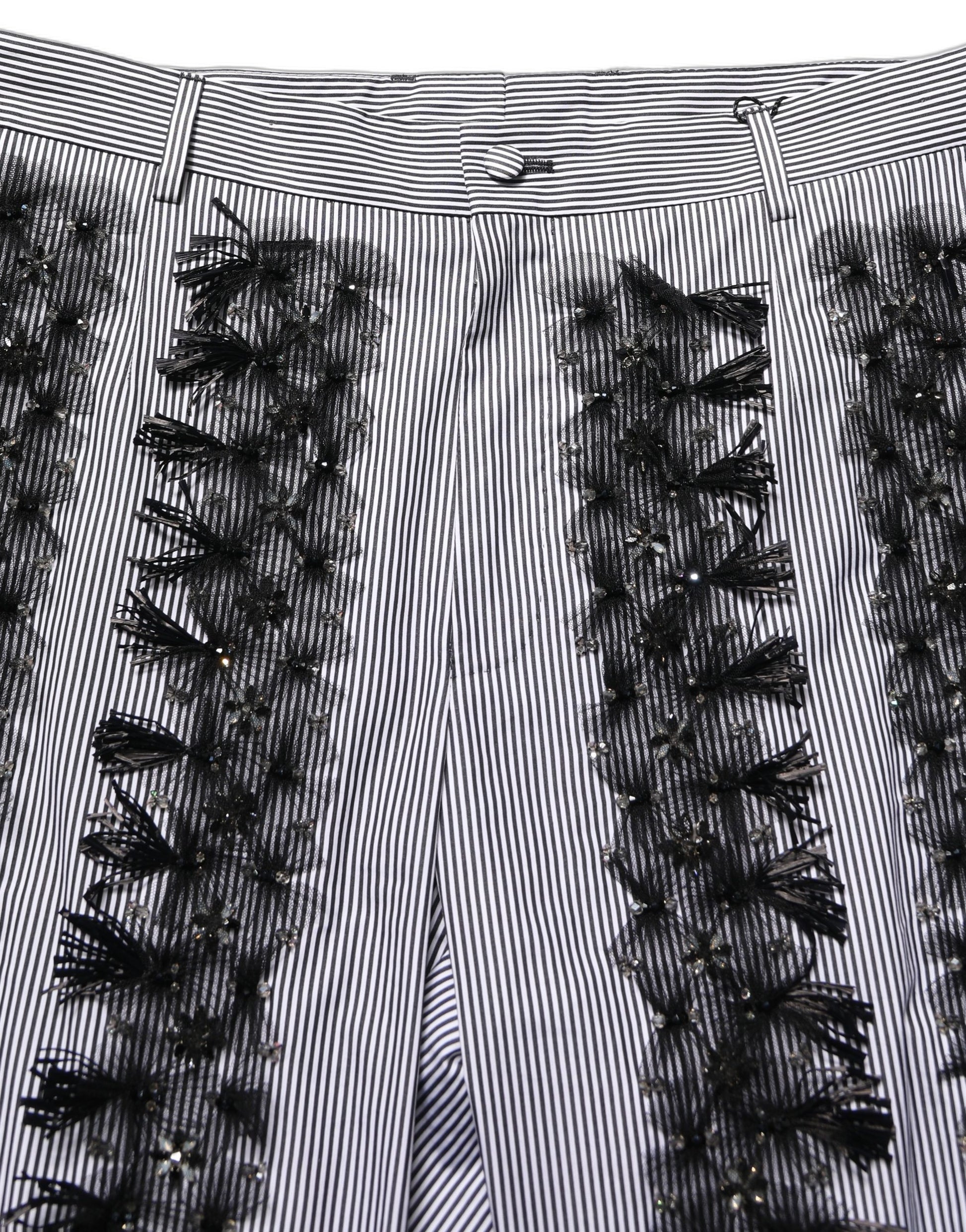 BlackGray Pinstripe Embellished Trouser Pants
