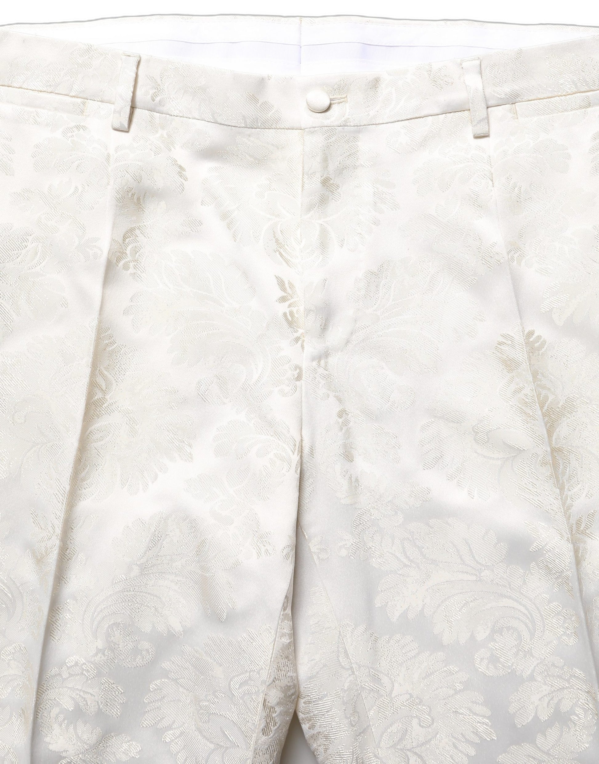 White Floral Men Dress Formal Trouser Pants