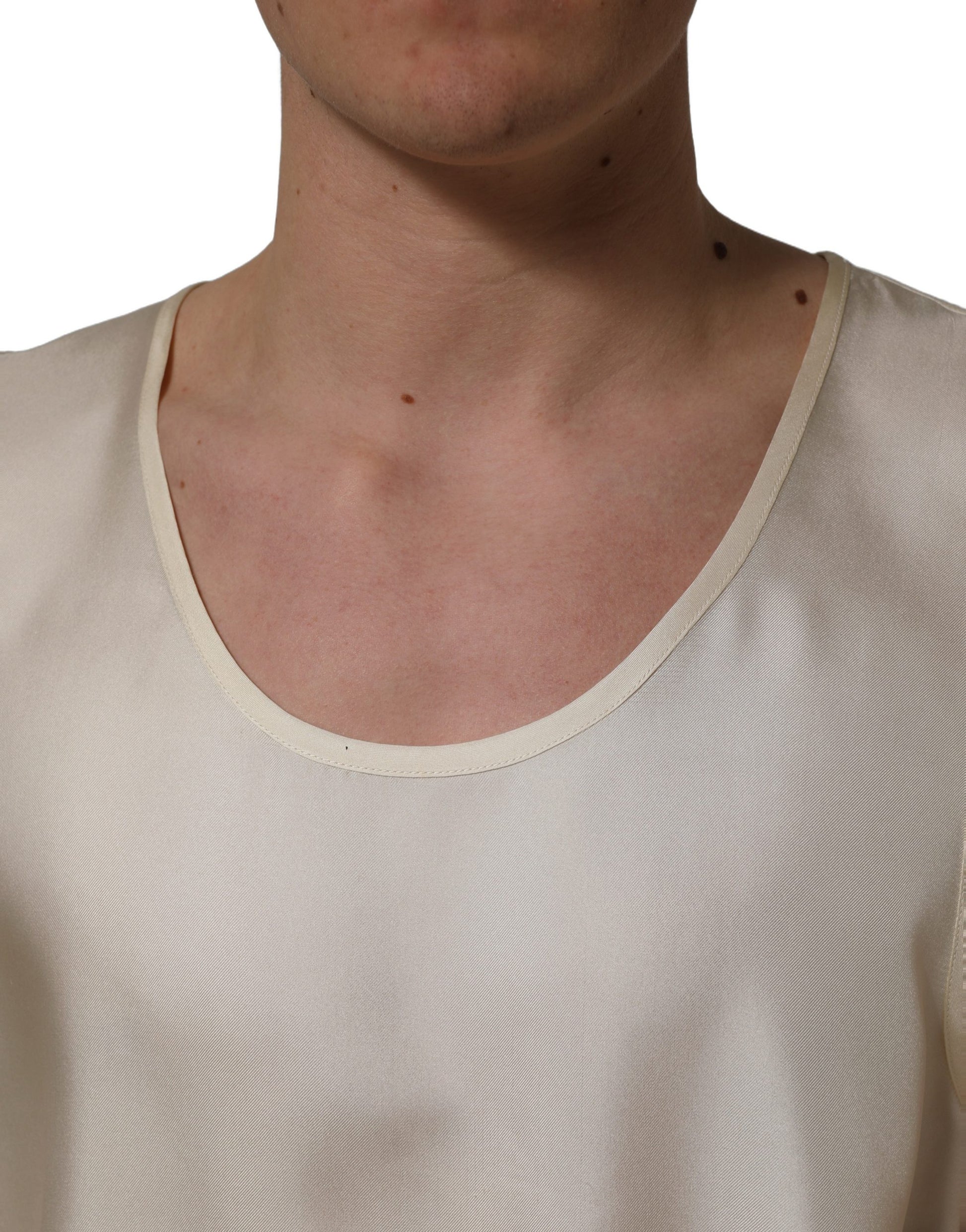Off White Silk Sleeveless Tank Top T-shirt