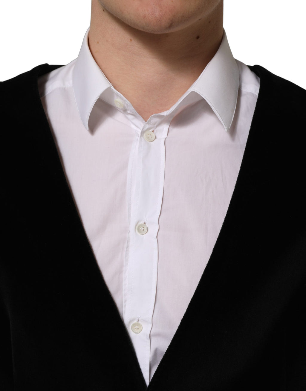 Black Cotton SingleBreasted Waistcoat Vest