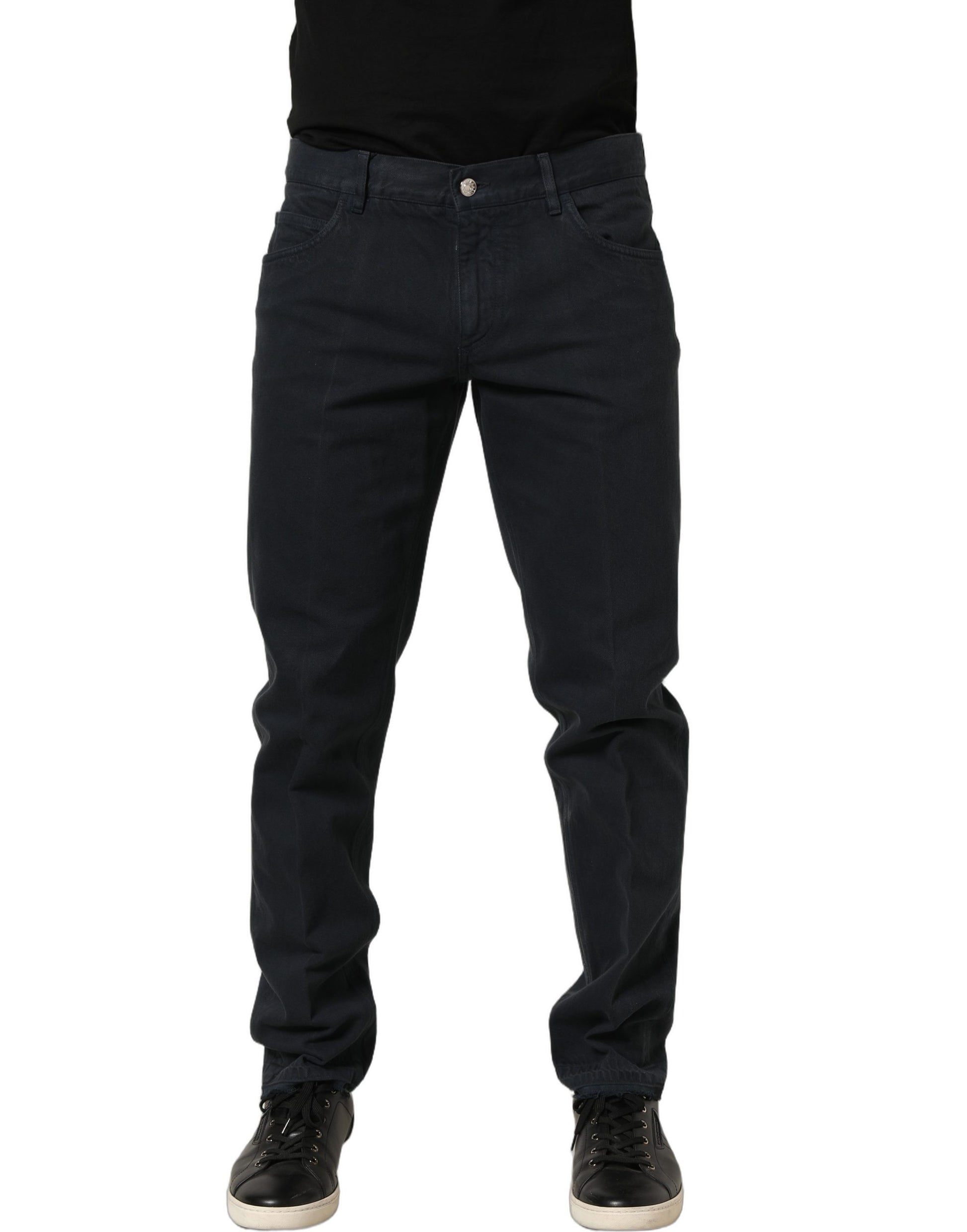 Black Cotton Mid Waist Skinny Men Denim Jeans