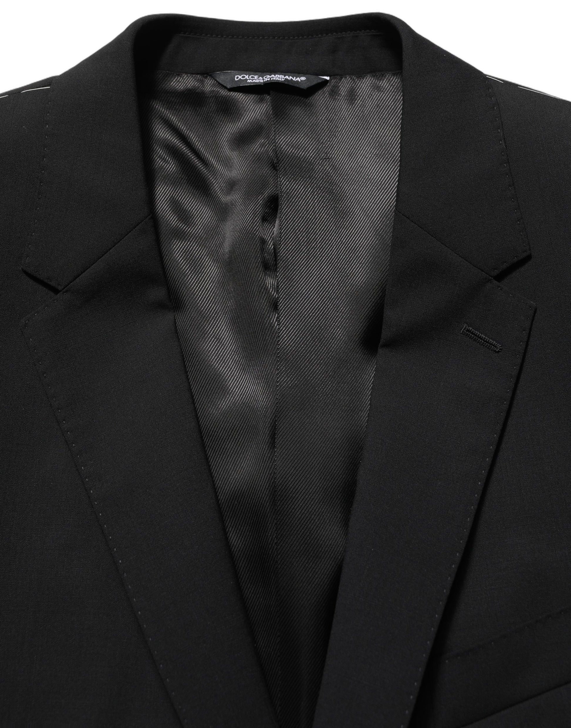 Black Wool Slim Fit Formal 3 Piece Men Suit