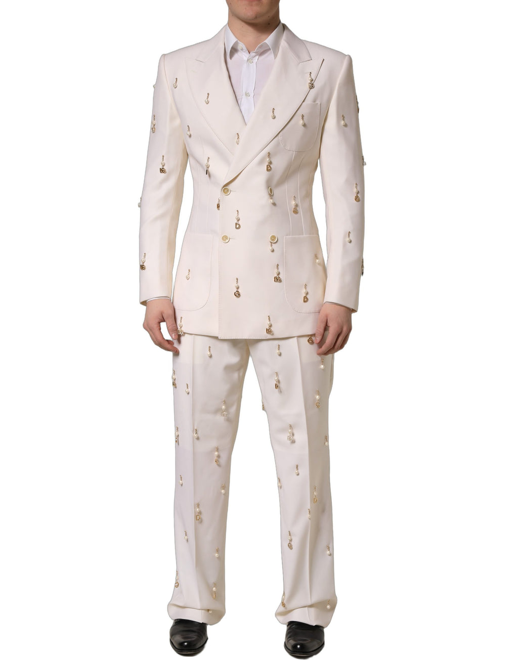 White Wool Slim Fit Formal 2 Piece Men Suit