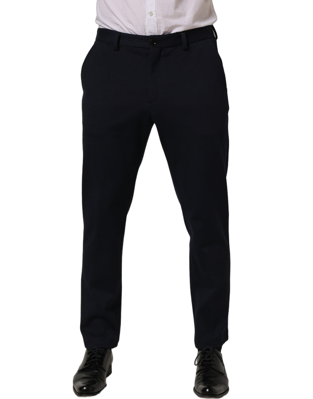 Black Cotton Tapered Leg Dress Trouser Pants